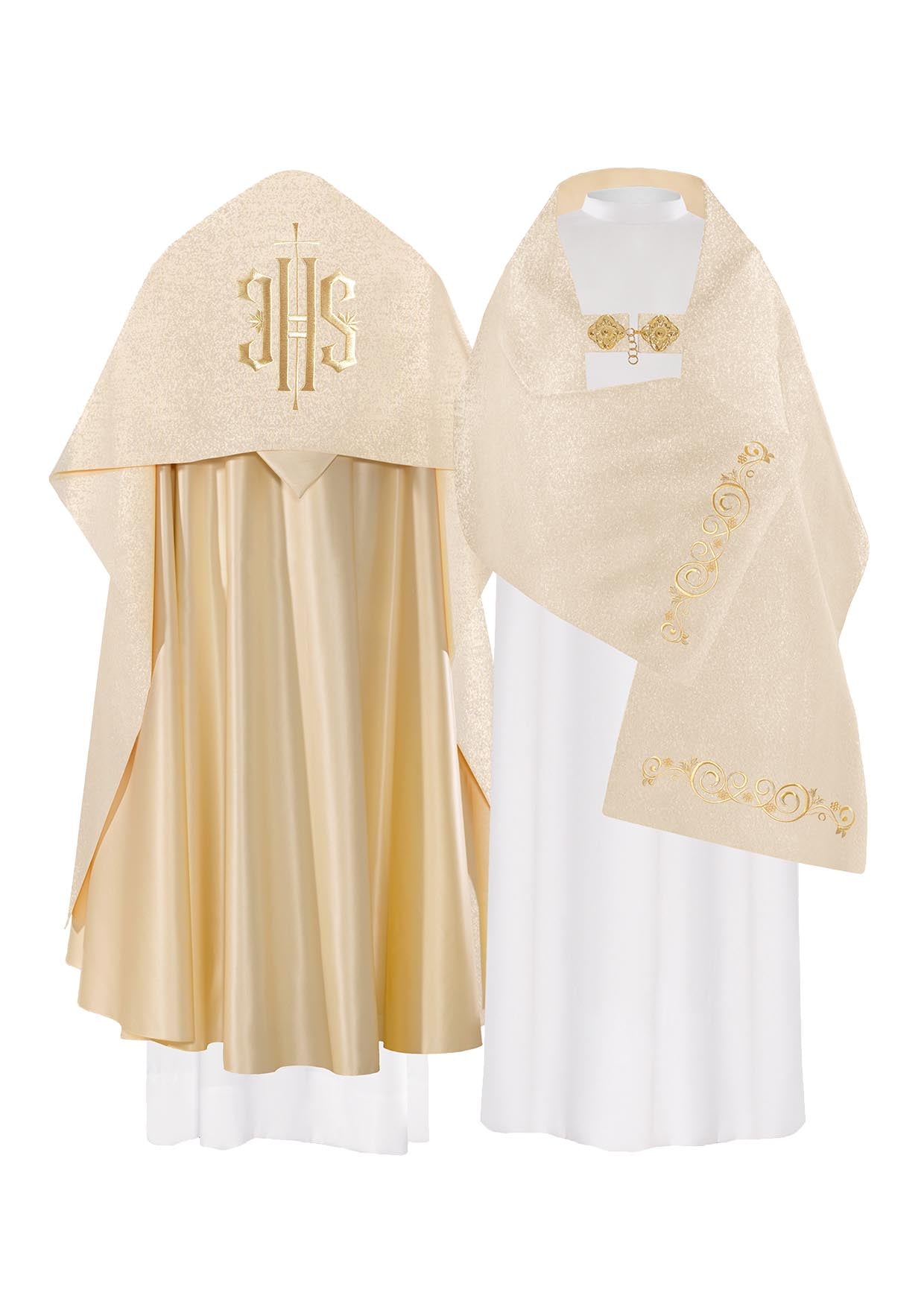 IHS embroidered liturgical veil in gold