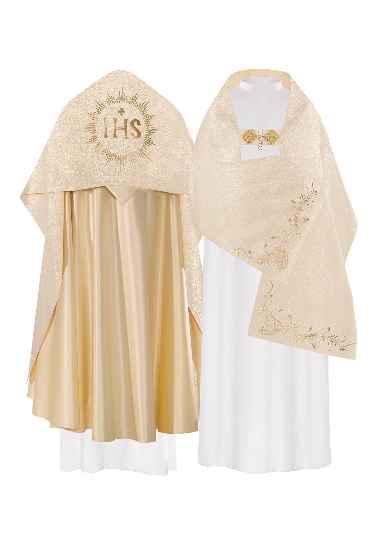 Embroidered liturgical veil with IHS motif in gold