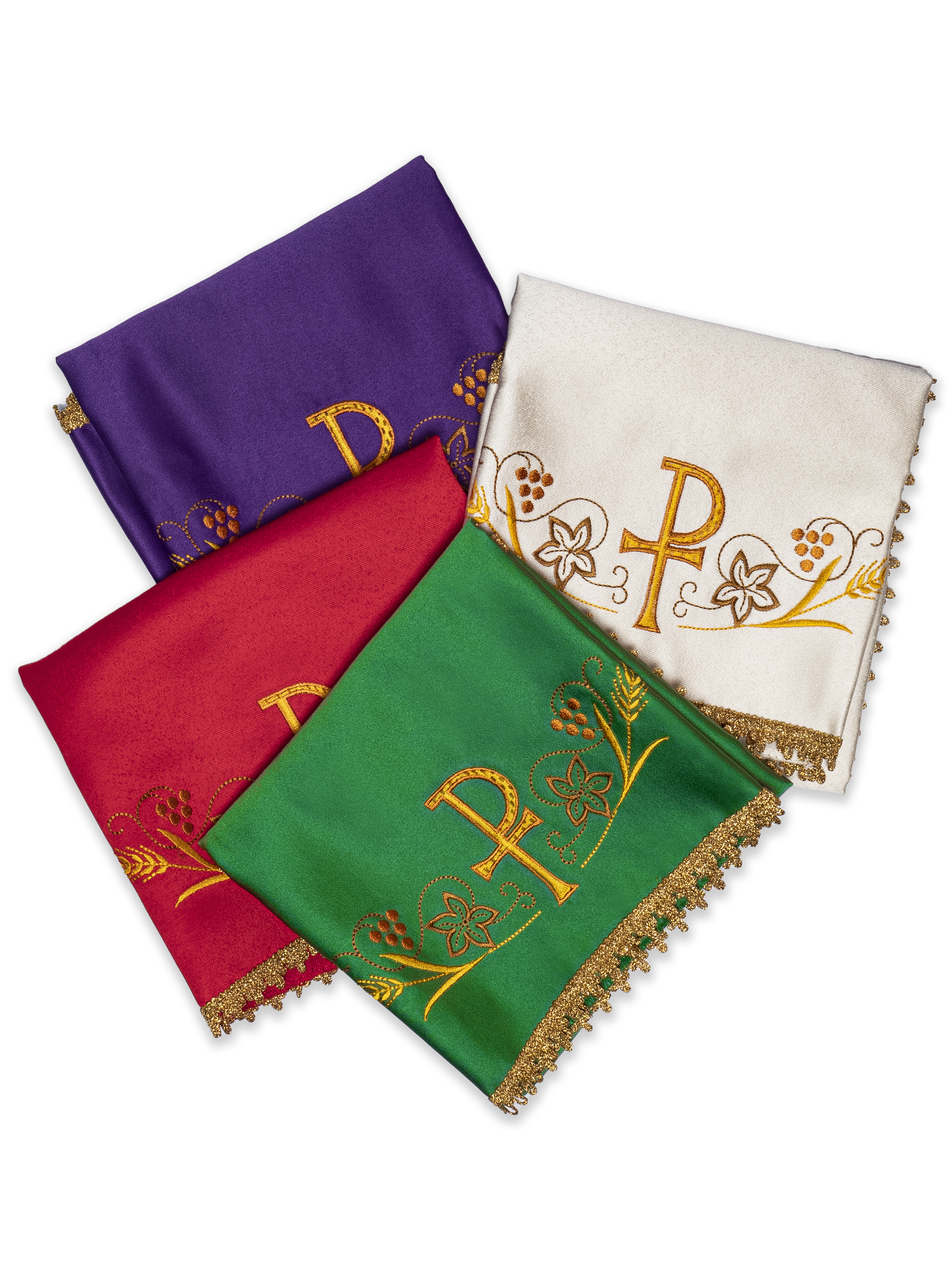 Set of colourful veils for chalice with PAX motif