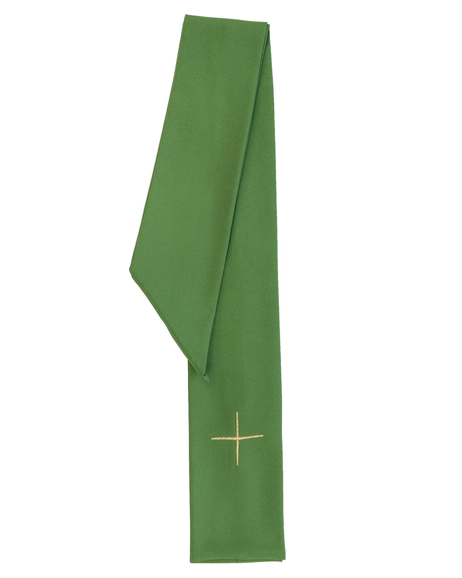 Green embroidered chasuble with wide collar and IHS motif