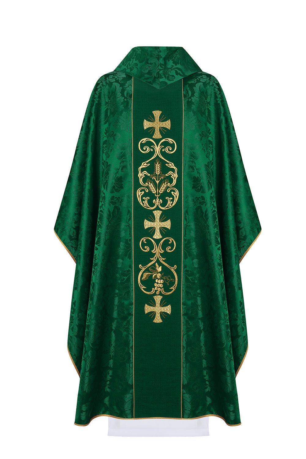 Green liturgical chasuble decorated with embroidered belt