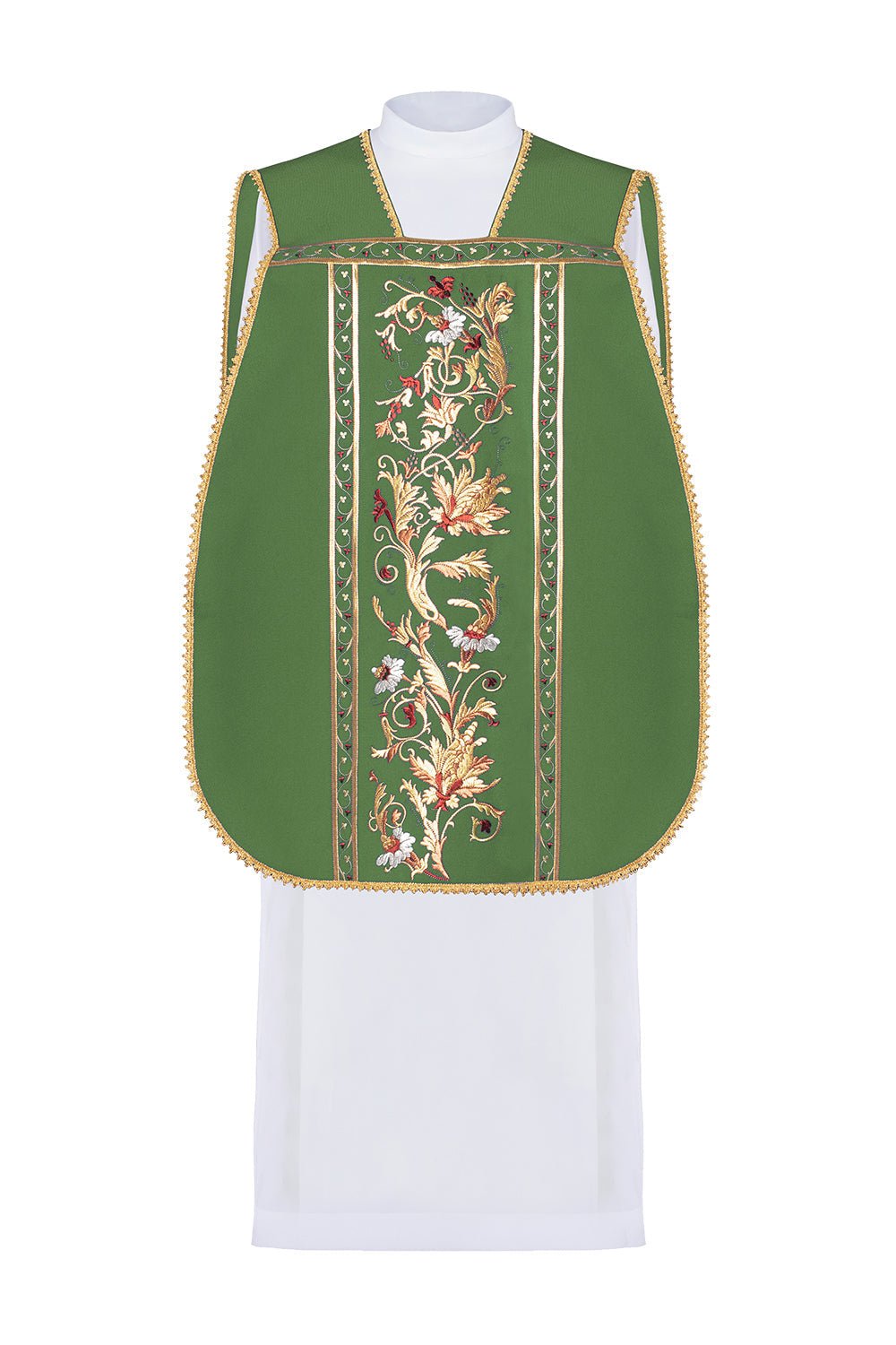 Green Roman chasuble embroidered with the motif of the Heart of Jesus Christ