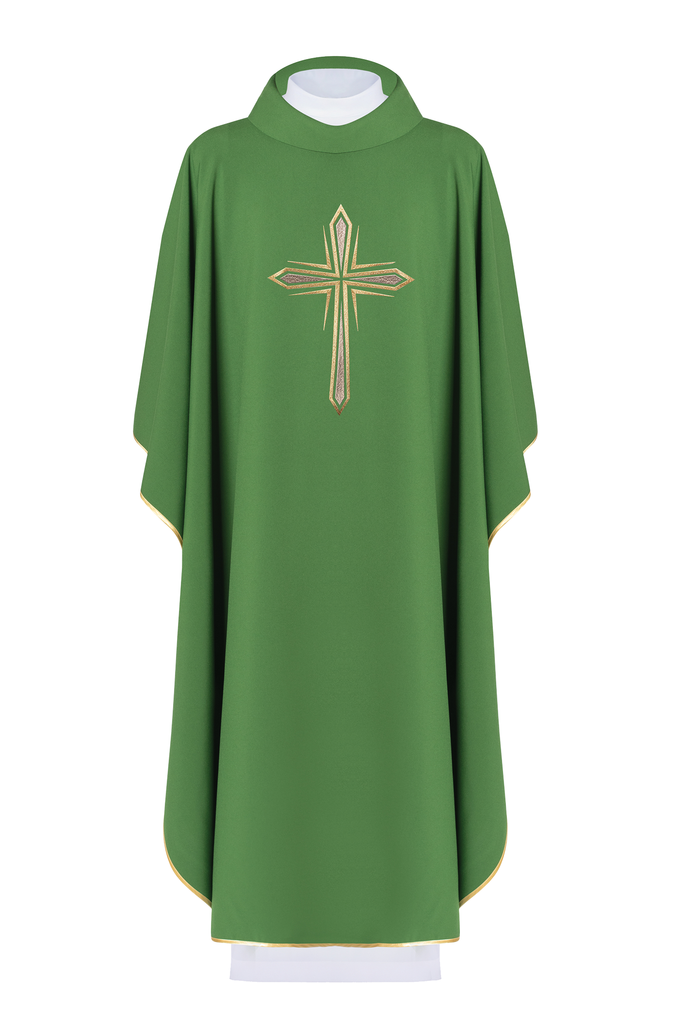 Green chasuble with embroidered cross