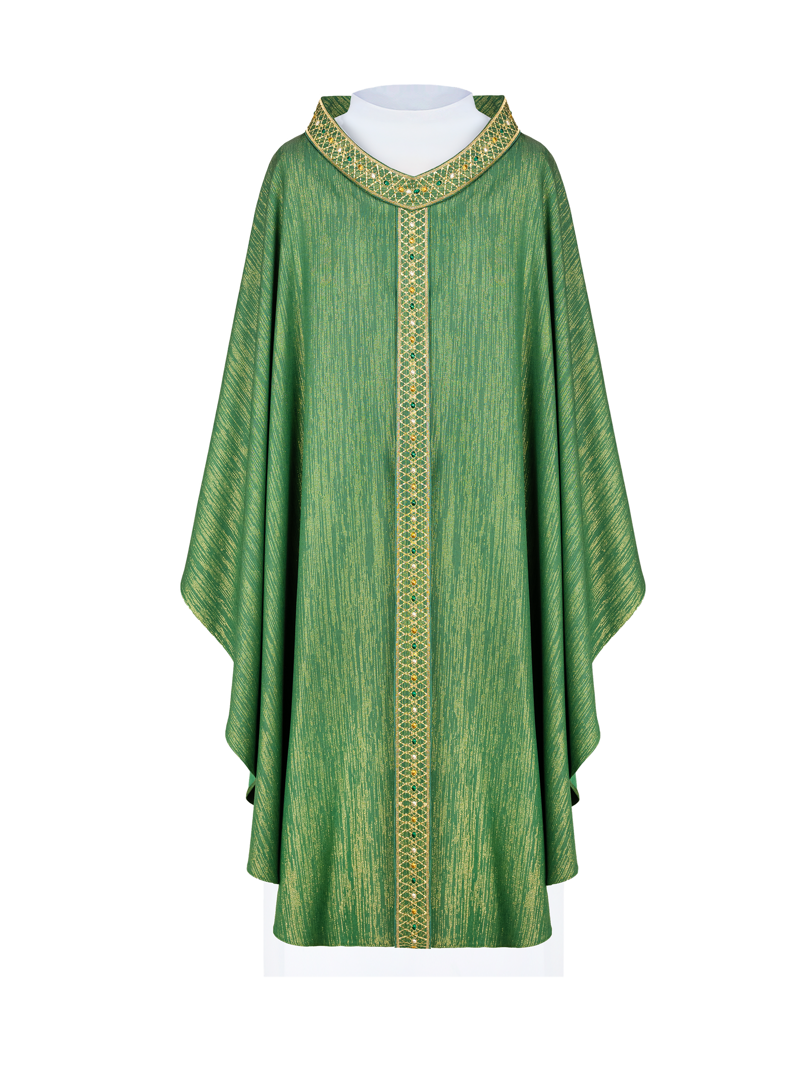 Green Chasuble with Embroidered Belt and Collar