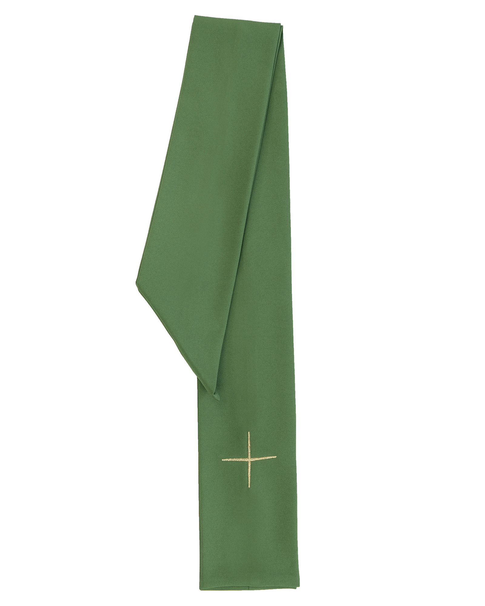 Green chasuble with gold cross embroidery