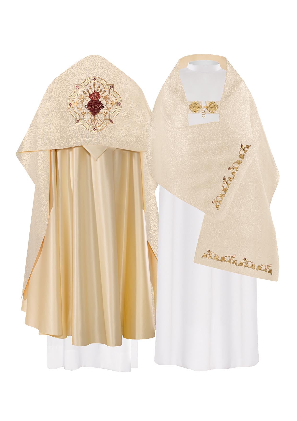 Gold embroidered liturgical veil Heart of Jesus