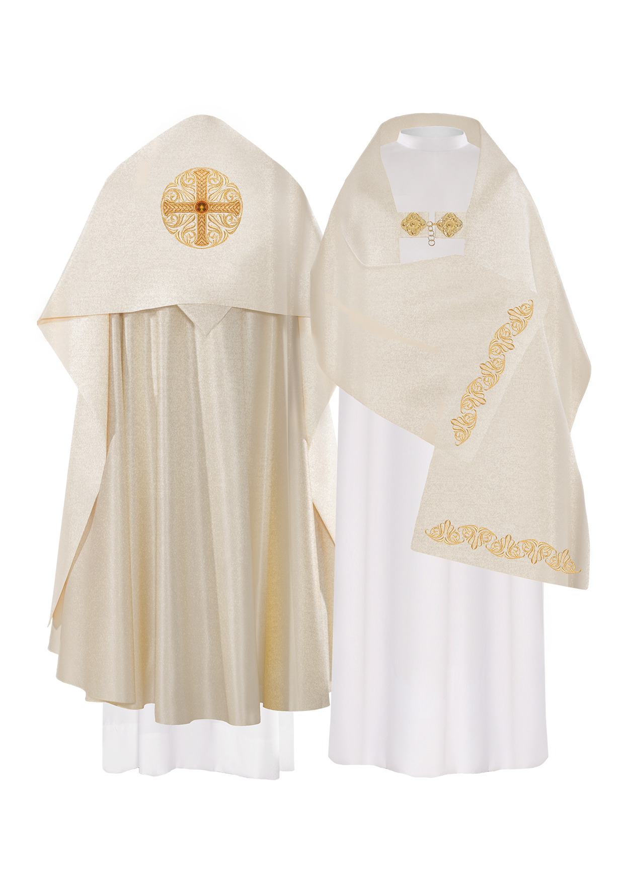 Gold liturgical veil with cross design