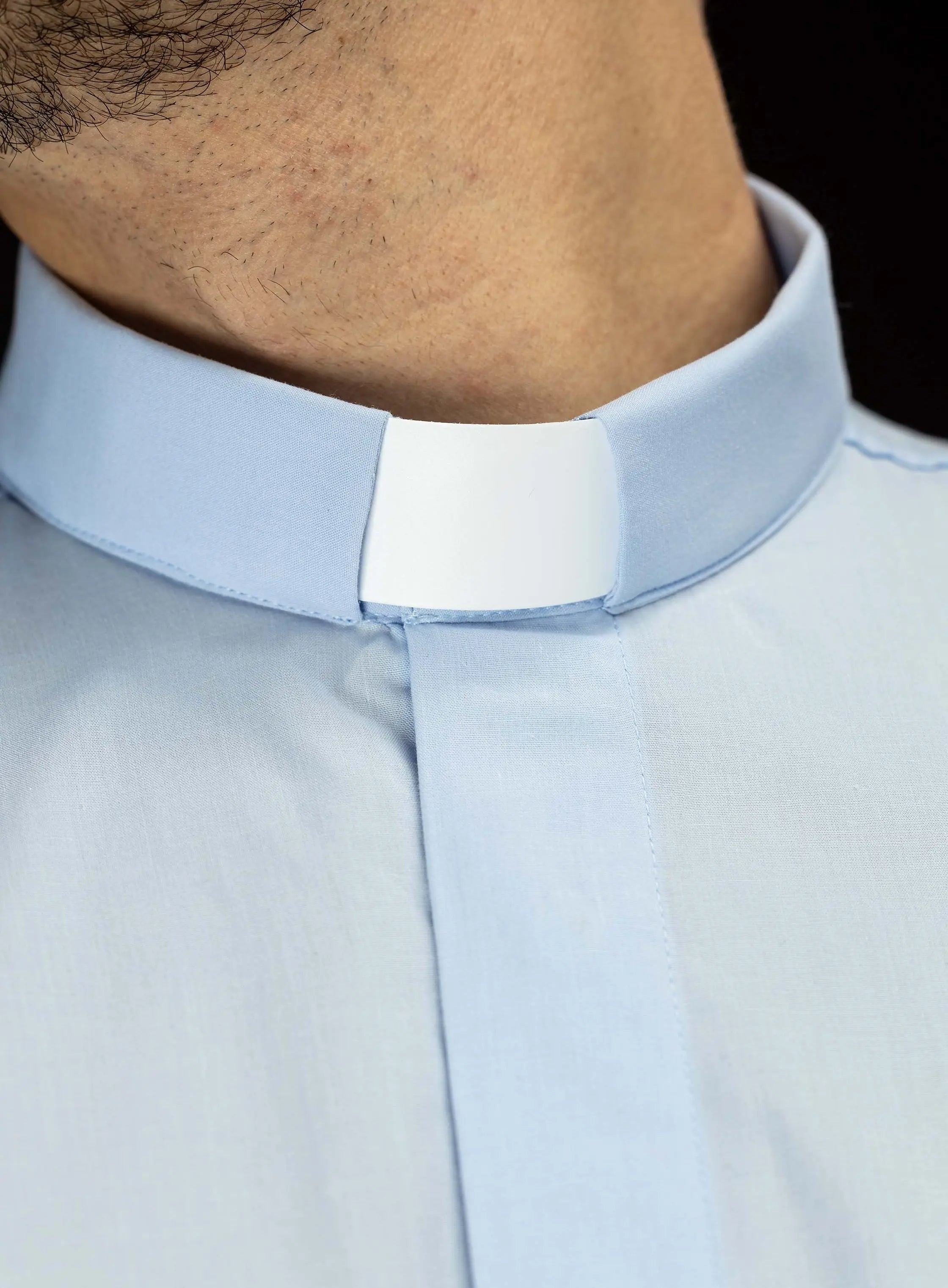 Clergy Shirt Blue Short Sleeve with Collar Tab