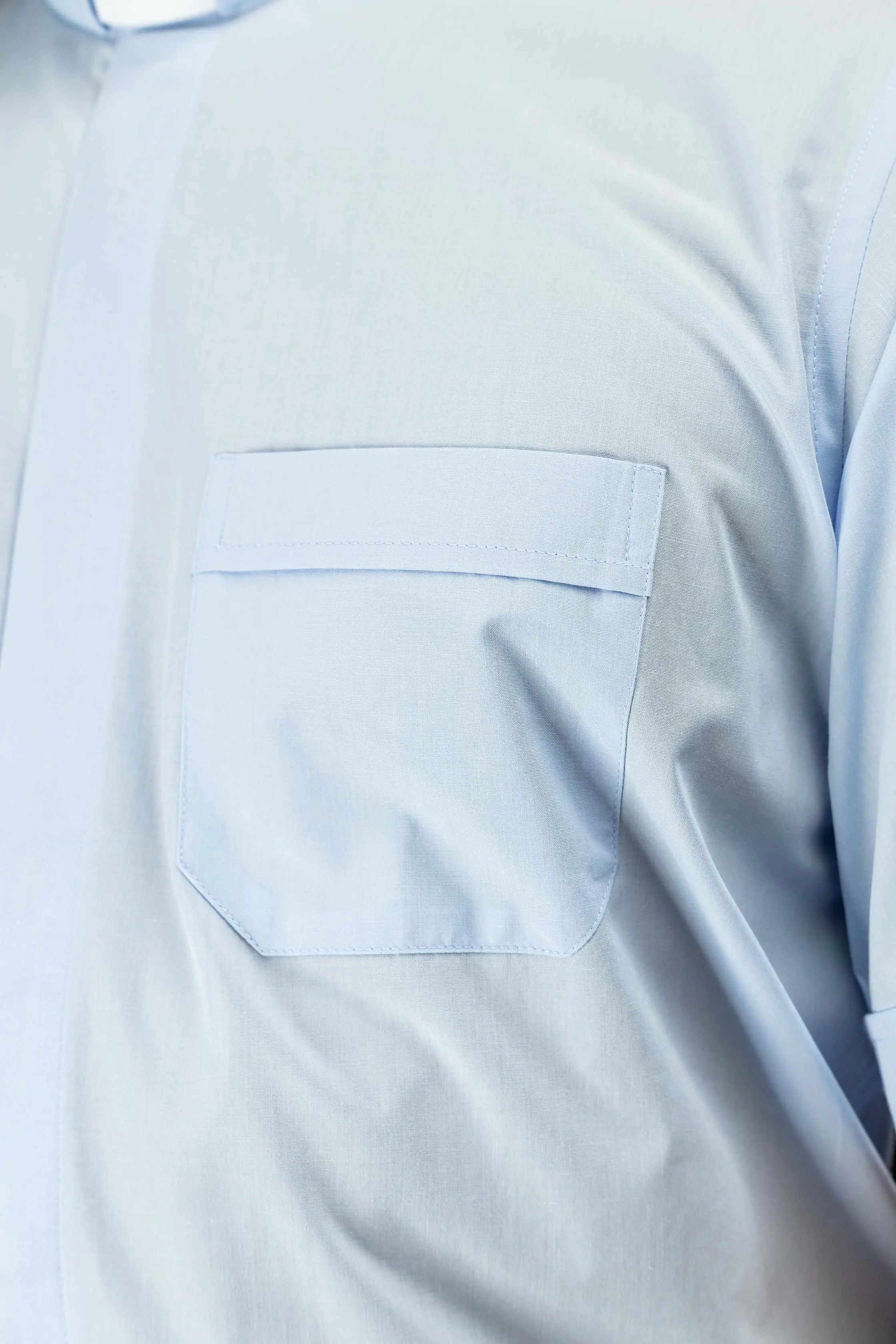 Clergy Shirt Blue Short Sleeve with Collar Tab