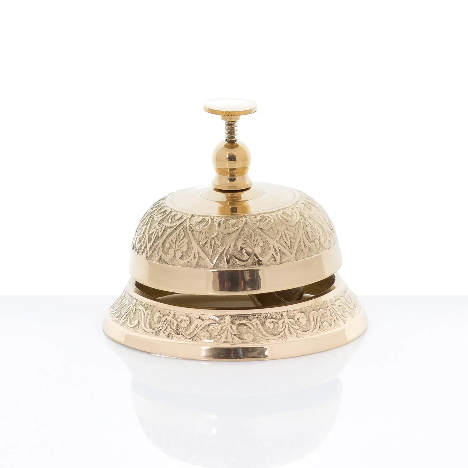 Solid Brass Liturgical Bell with Floral Ornament
