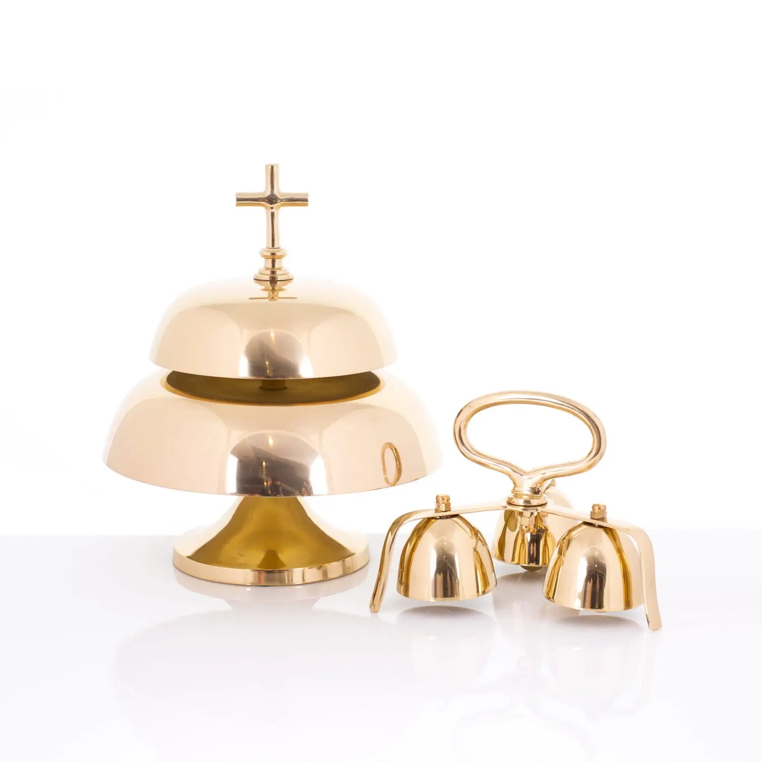 Double Brass Liturgical Gong with Wooden Mallet – 33 cm