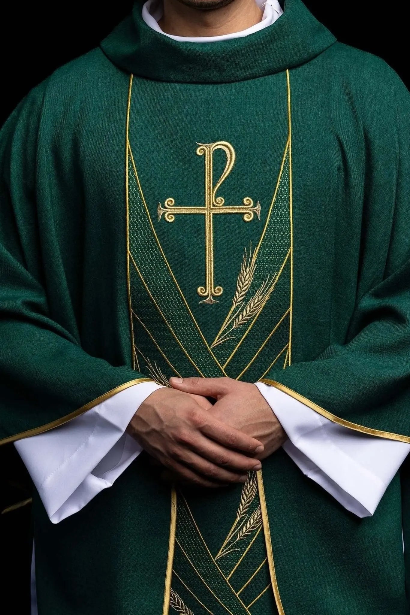 Green Chasuble with Embroidered PAX Band