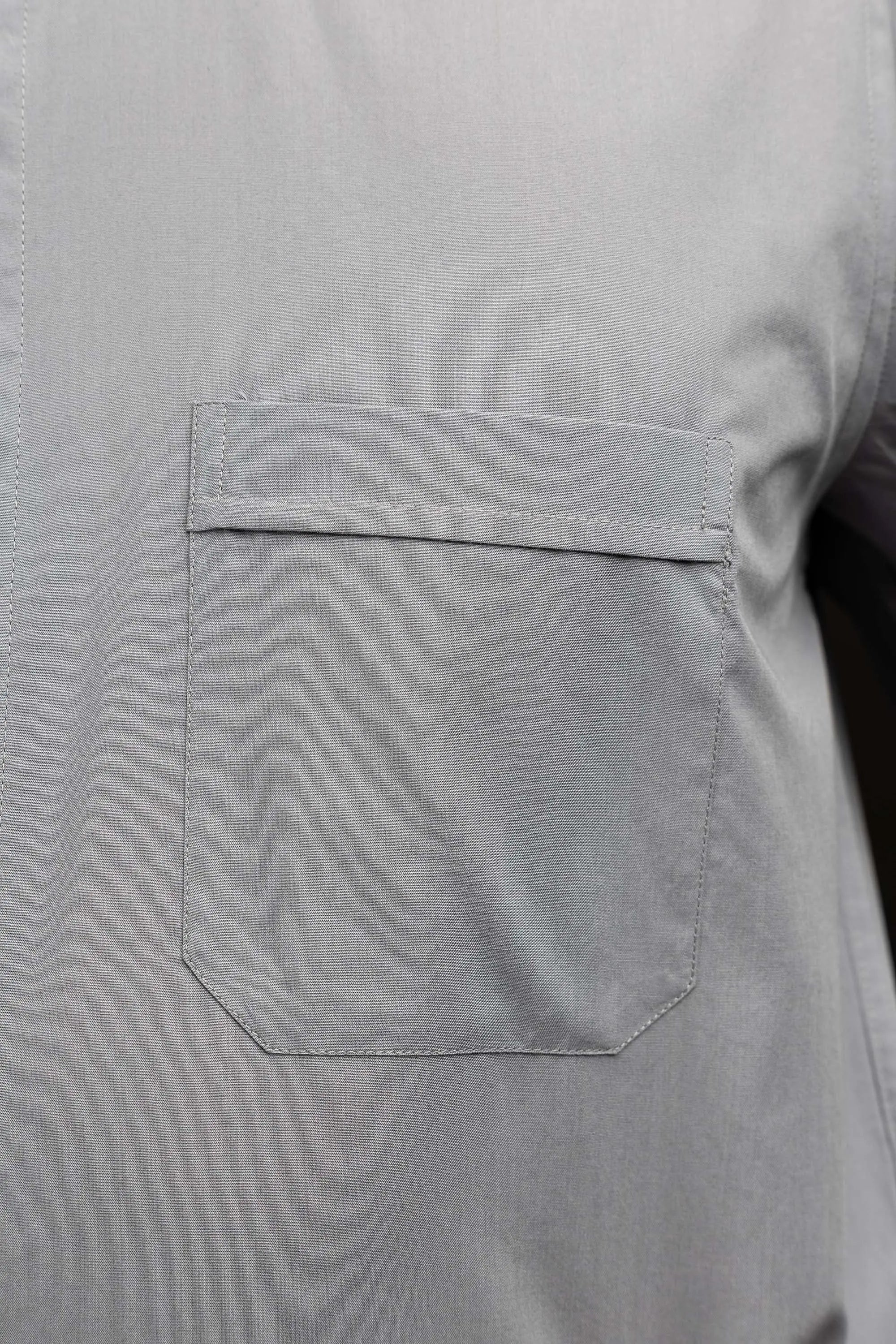 Roman Clergy Shirt Light Gray Long Sleeve with Collar Tab