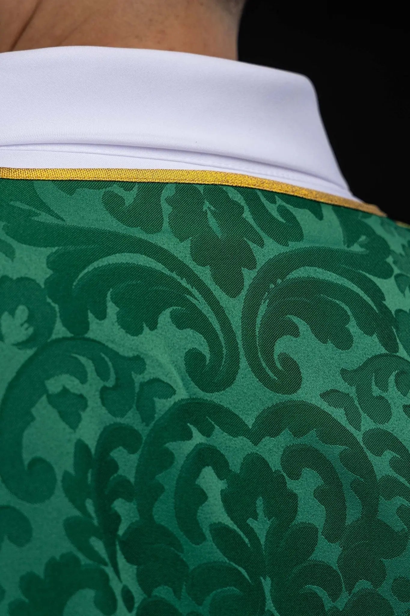 Green Jacquard Dalmatic with Gold Cross Embroidery