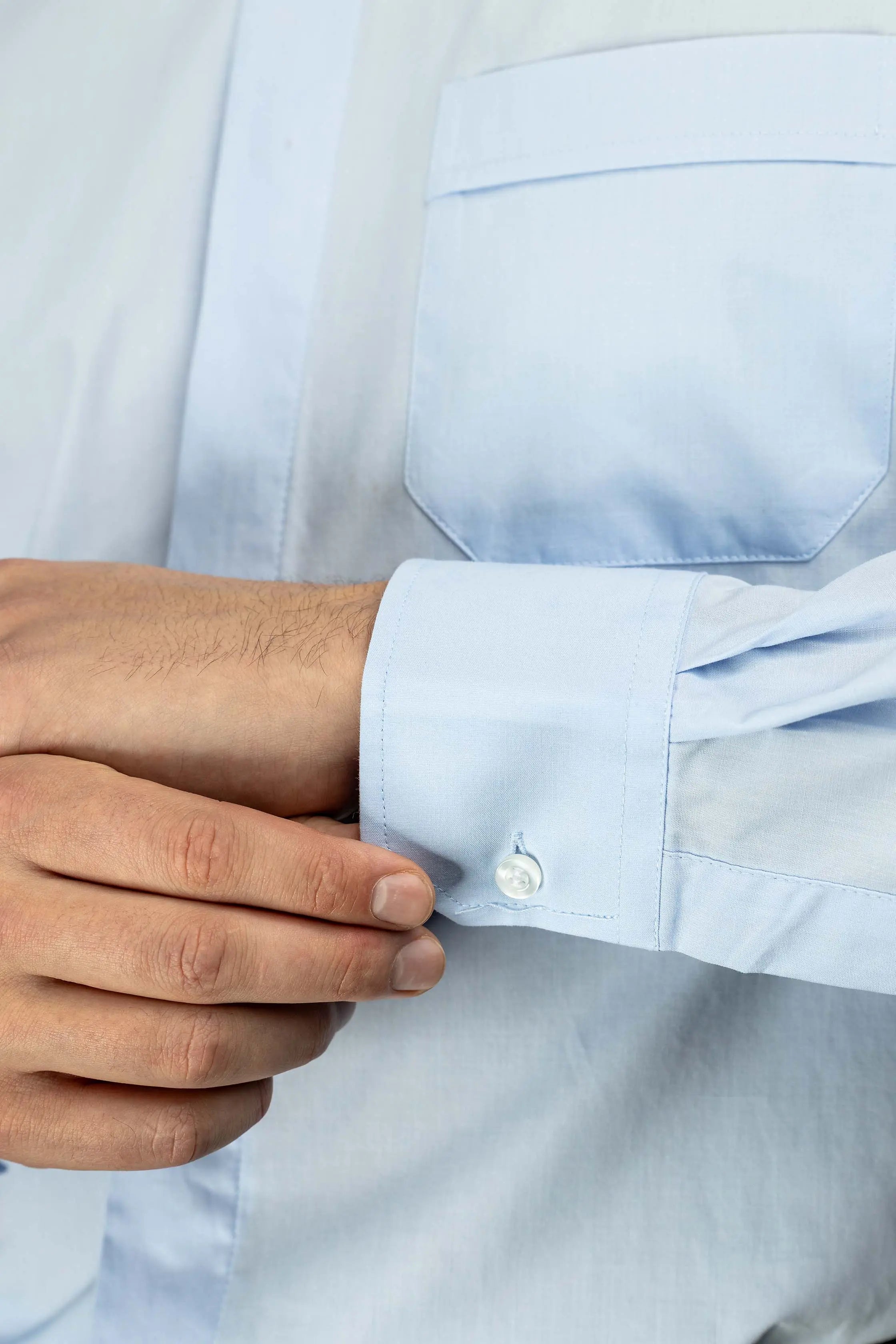 Clergy Shirt Blue Long Sleeve with Collar Tab