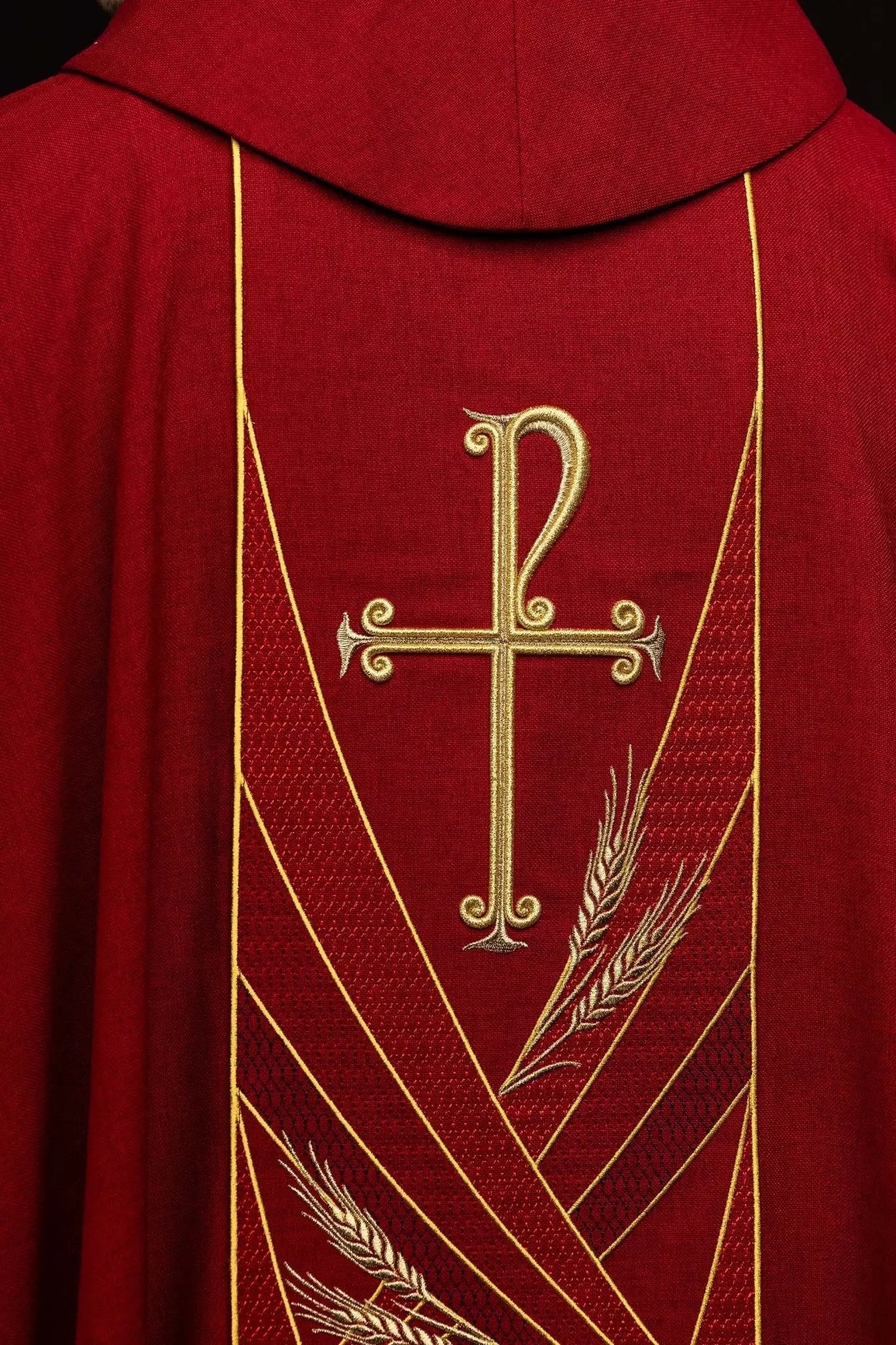 Red Chasuble with Embroidered PAX Band