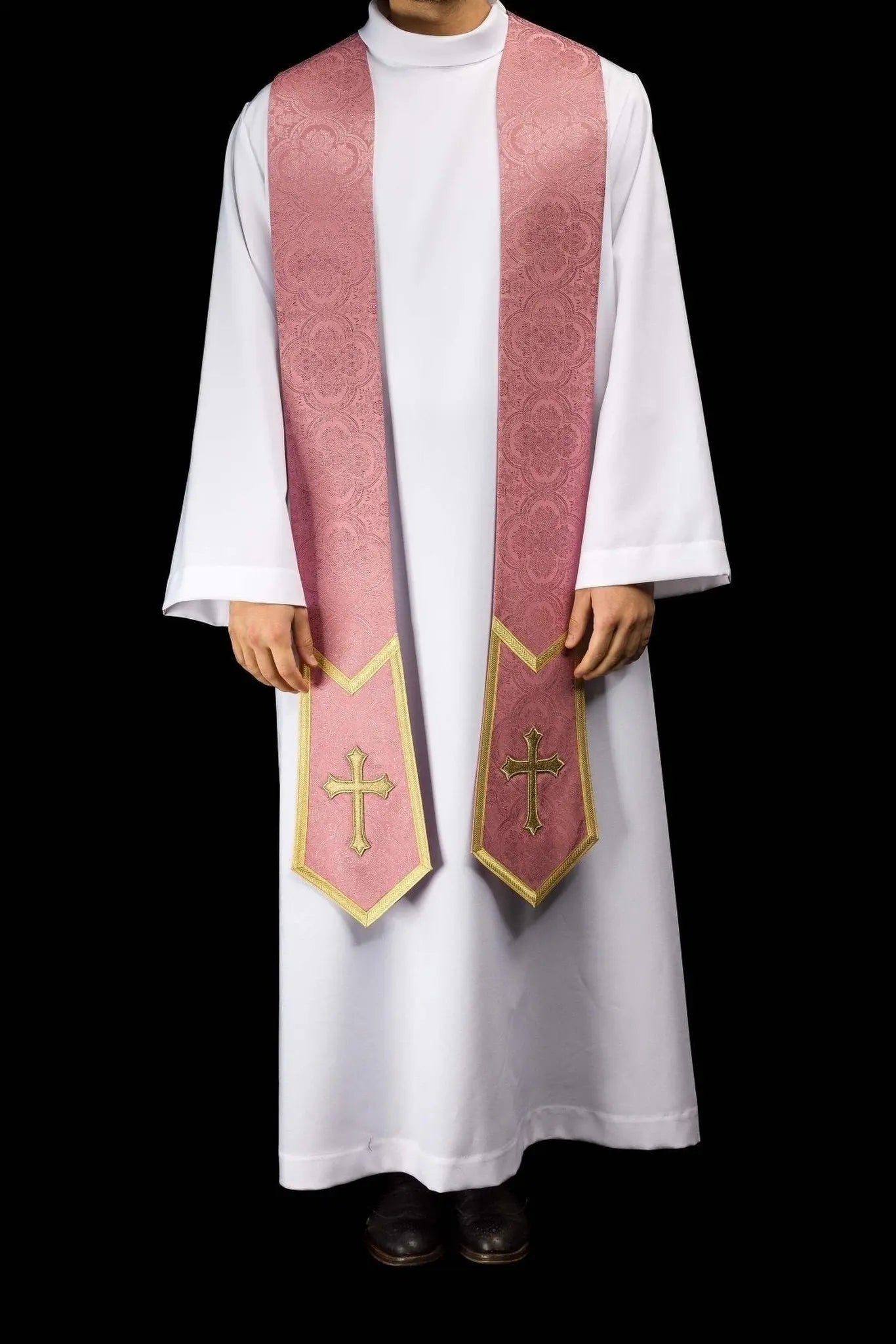 Rose Jacquard Stole with Embroidered Cross