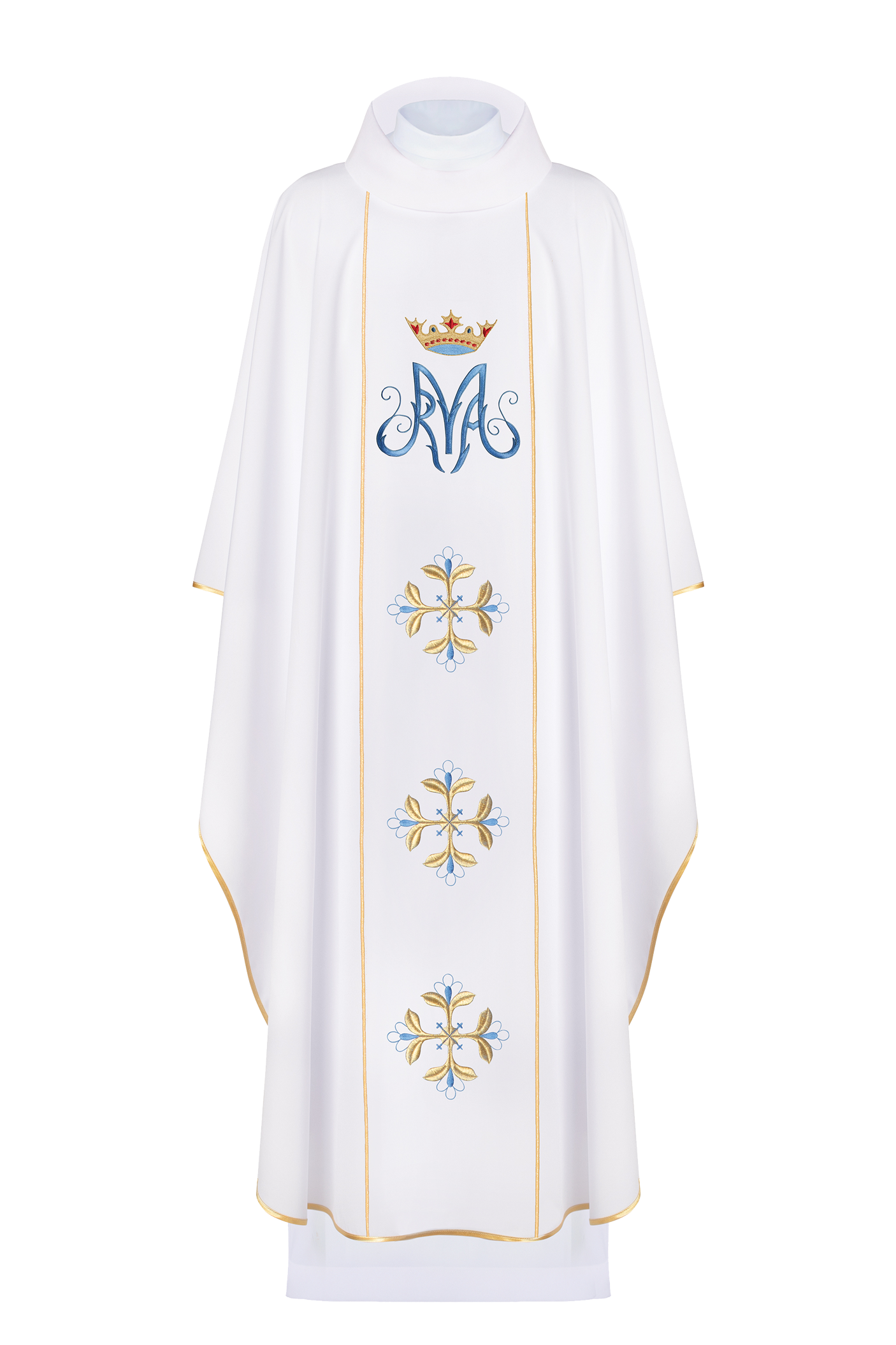 Biały ornat liturgiczny maryjny z pasem - ORNATY.PL
