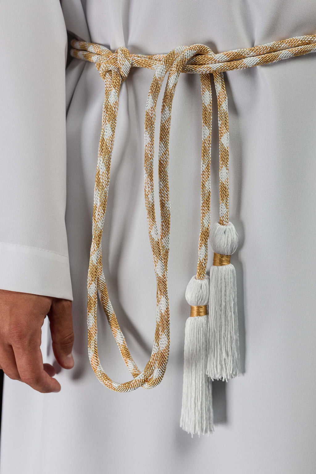 Cingulum liturgiczne biało-złote premium