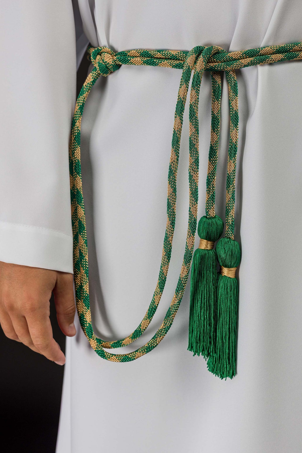 Cingulum liturgiczne zielono-złote premium - ORNATY.PL