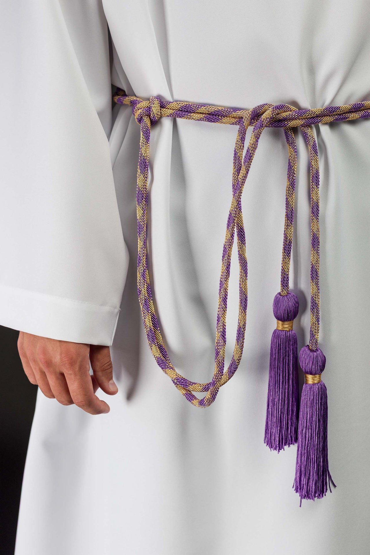 Cingulum liturgiczne fioletowo-złote premium - ORNATY.PL