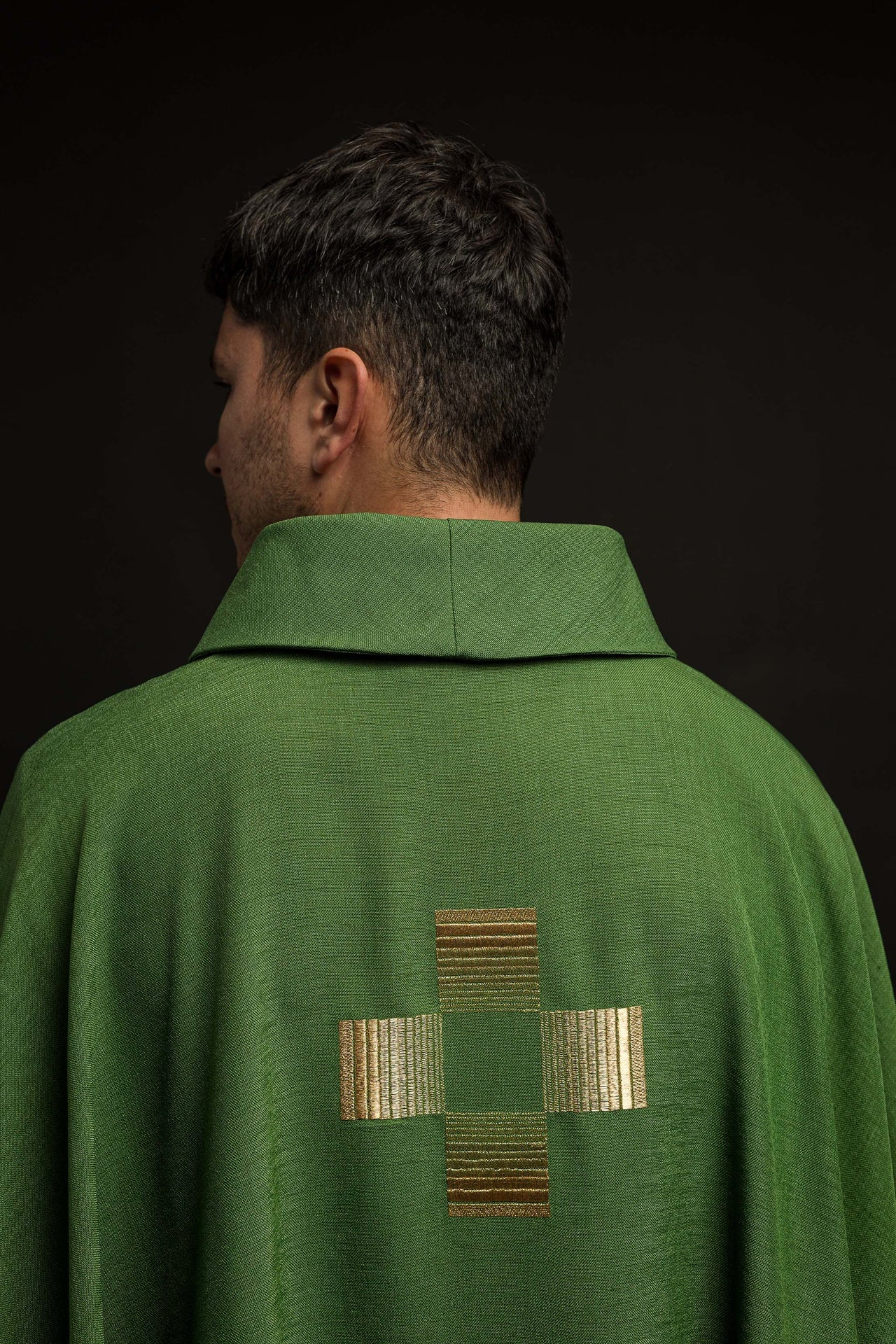 Chasuble with embroidered Crosses in green