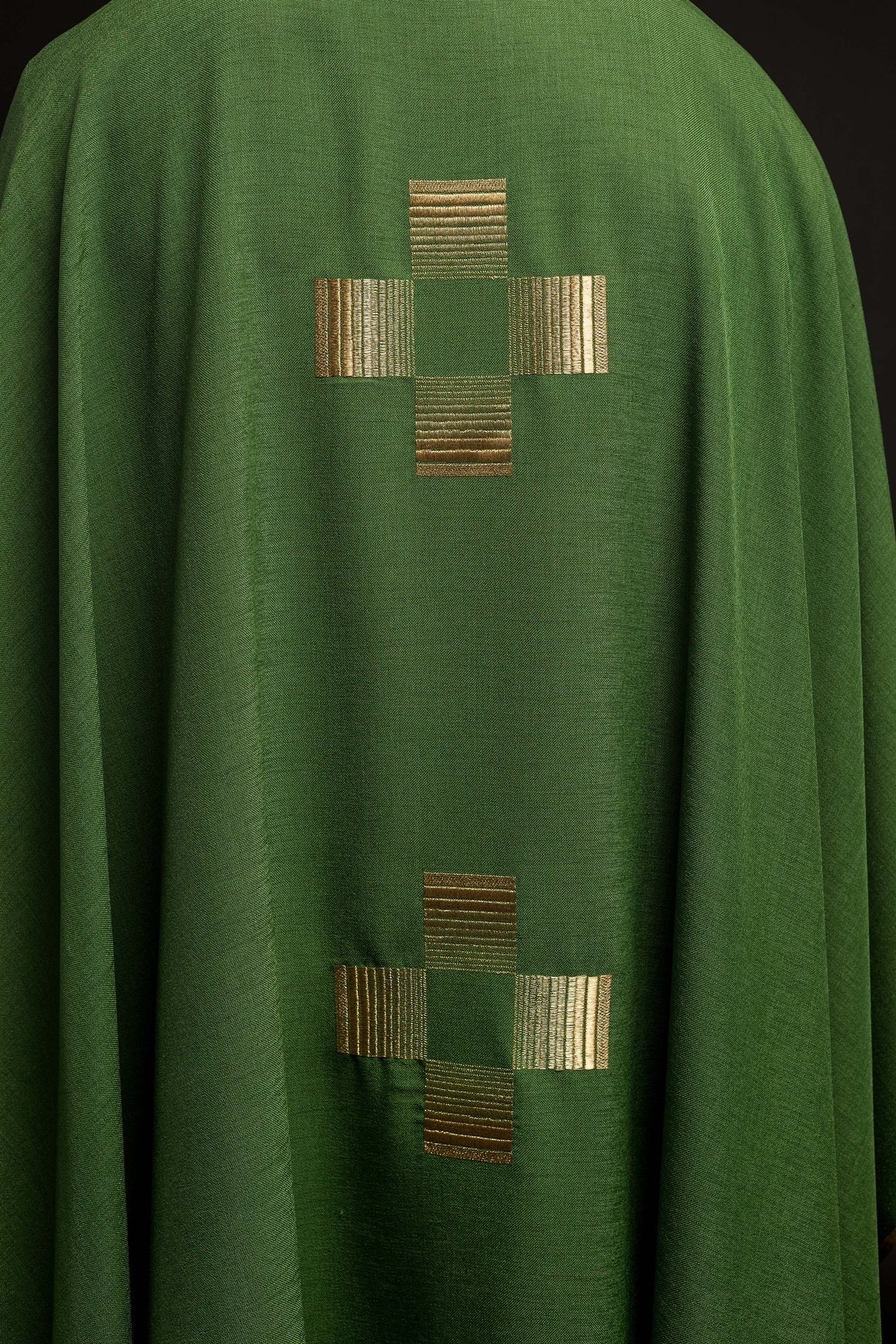 Chasuble with embroidered Crosses in green