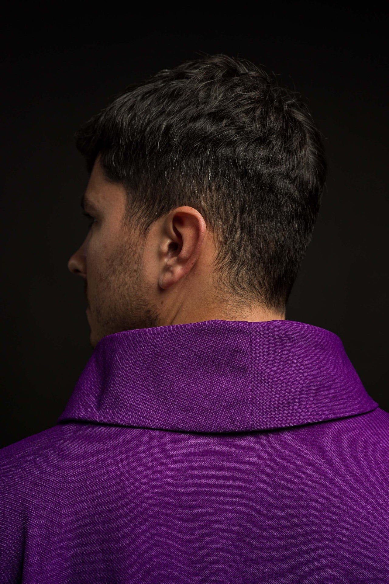 Chasuble with embroidered Crosses in purple