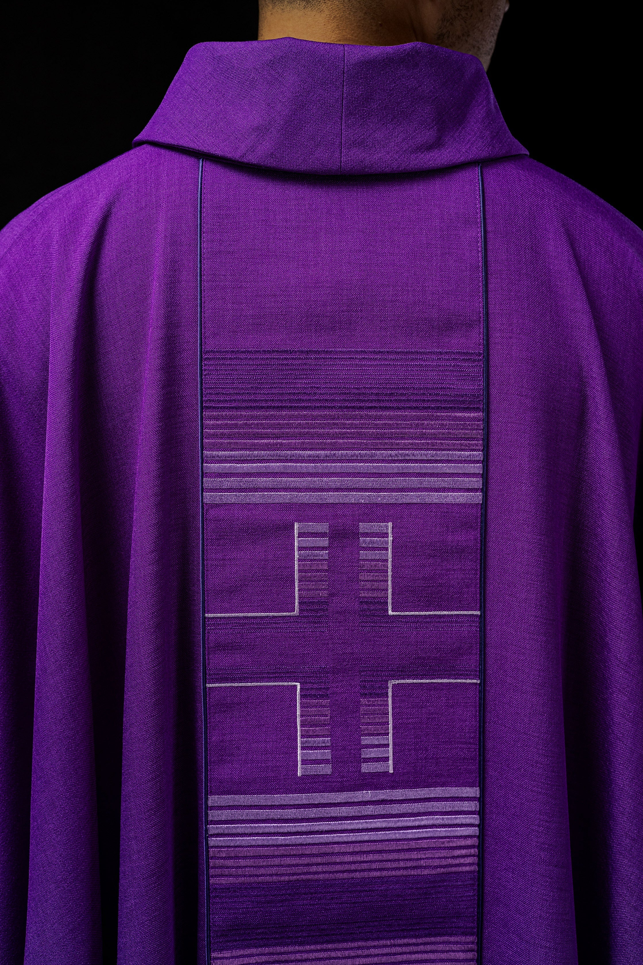 Embroidered chasuble with Crosses in purple