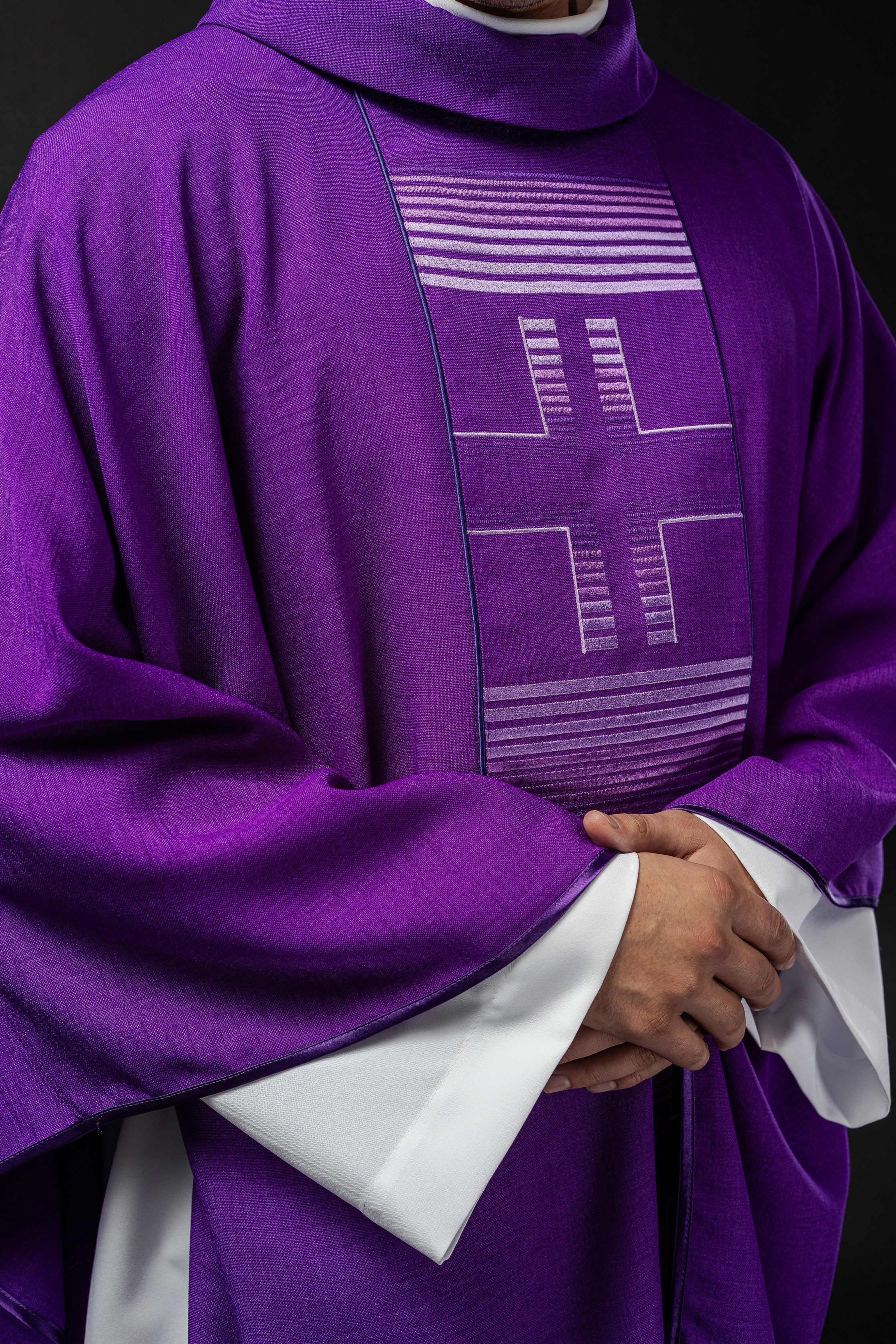 Embroidered chasuble with Crosses in purple