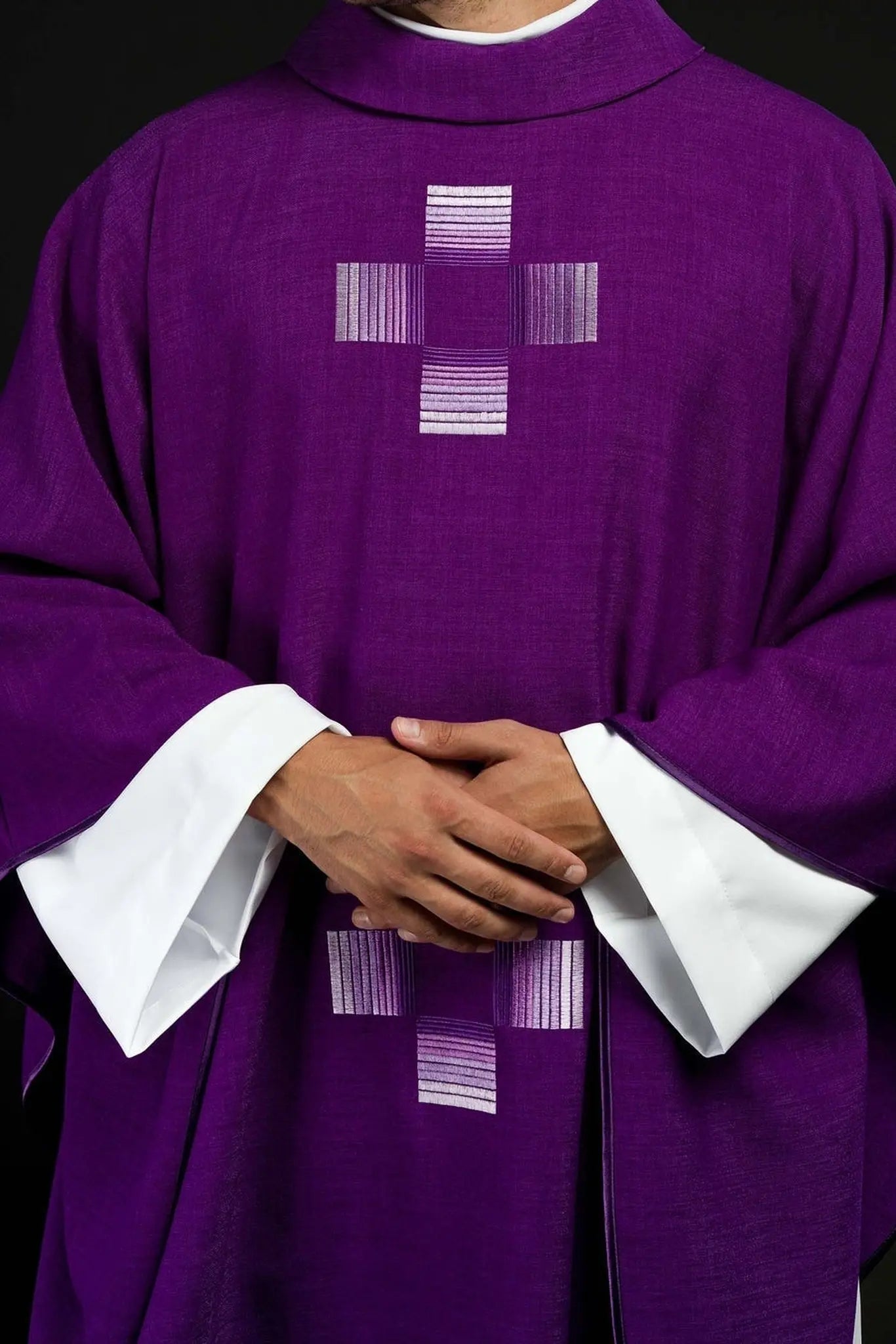 Purple chasuble with embroidered crosses