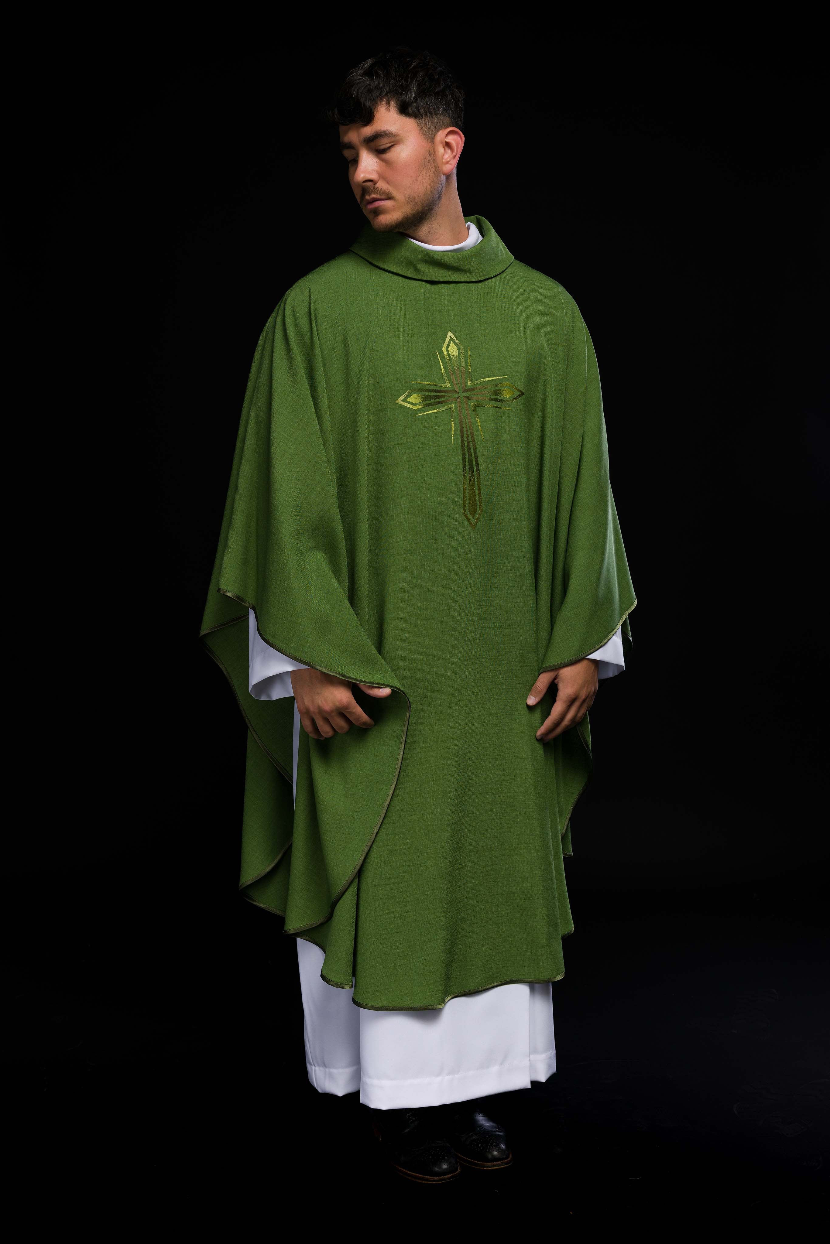 Embroidered chasuble in green