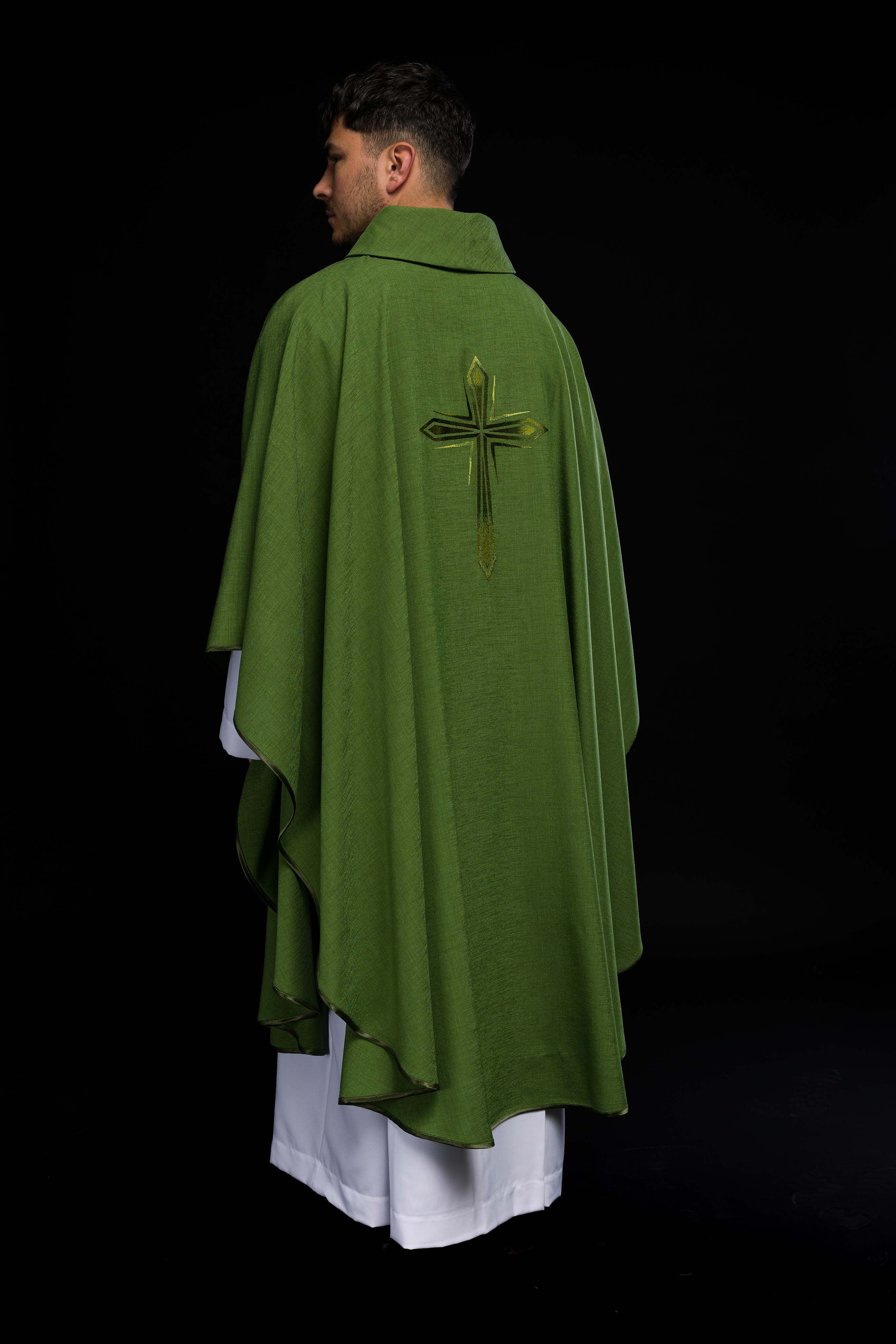 Embroidered chasuble in green