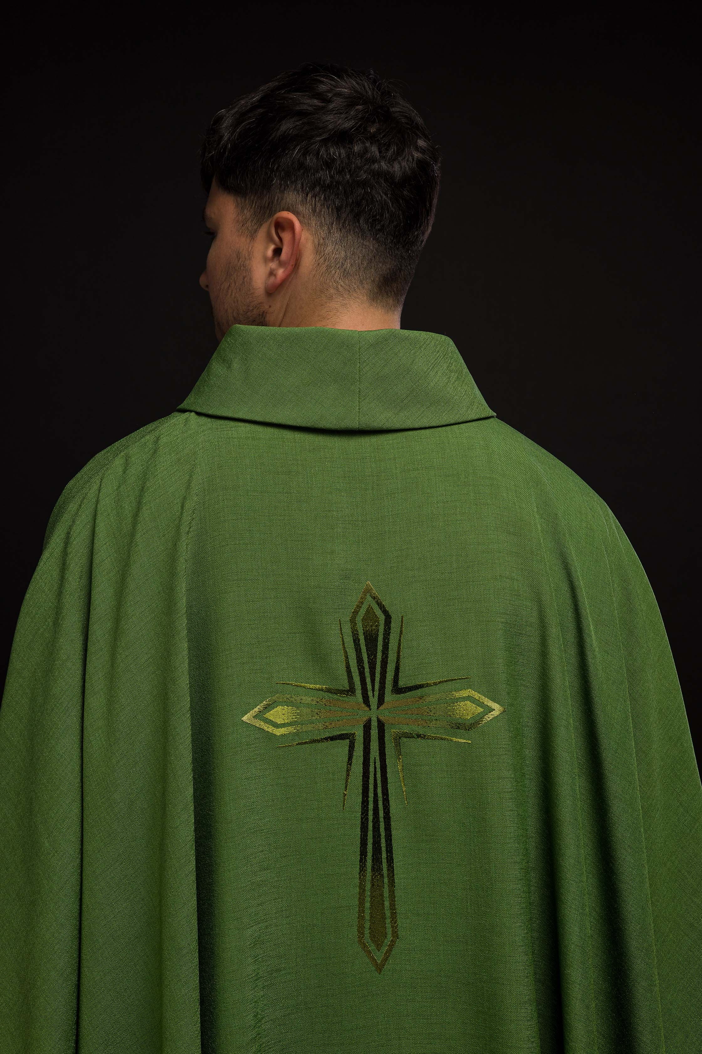 Embroidered chasuble in green