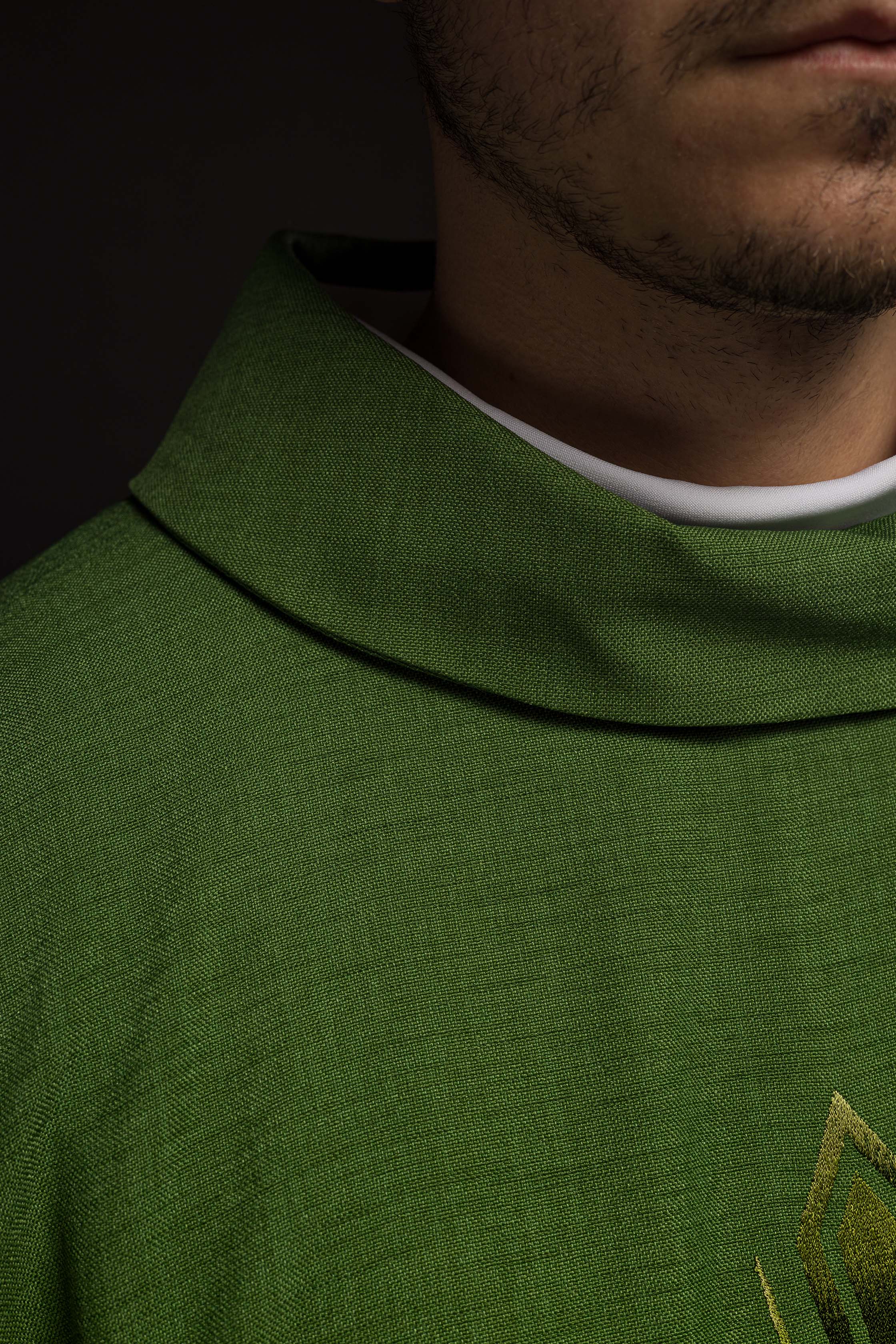 Embroidered chasuble in green