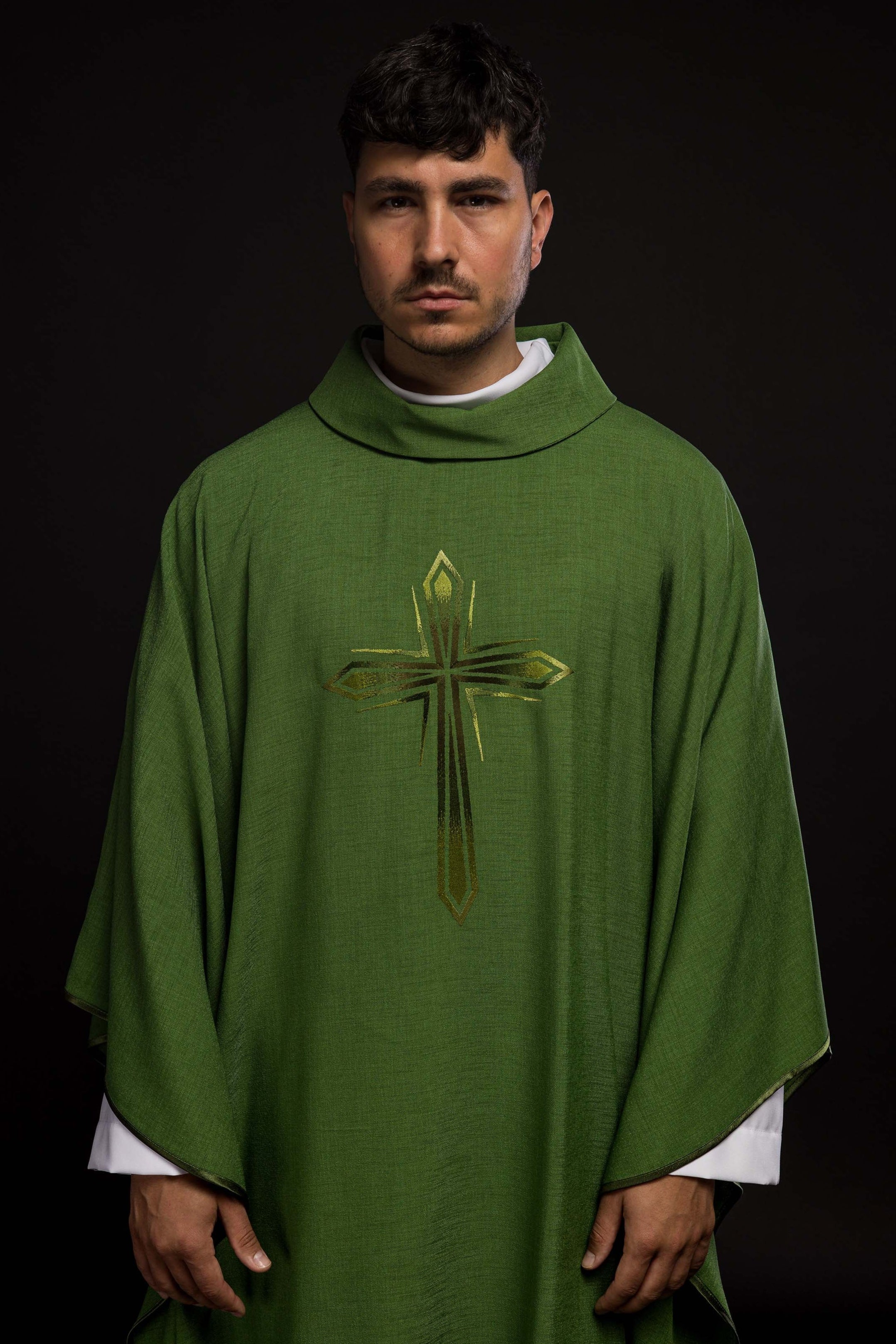 Embroidered chasuble in green