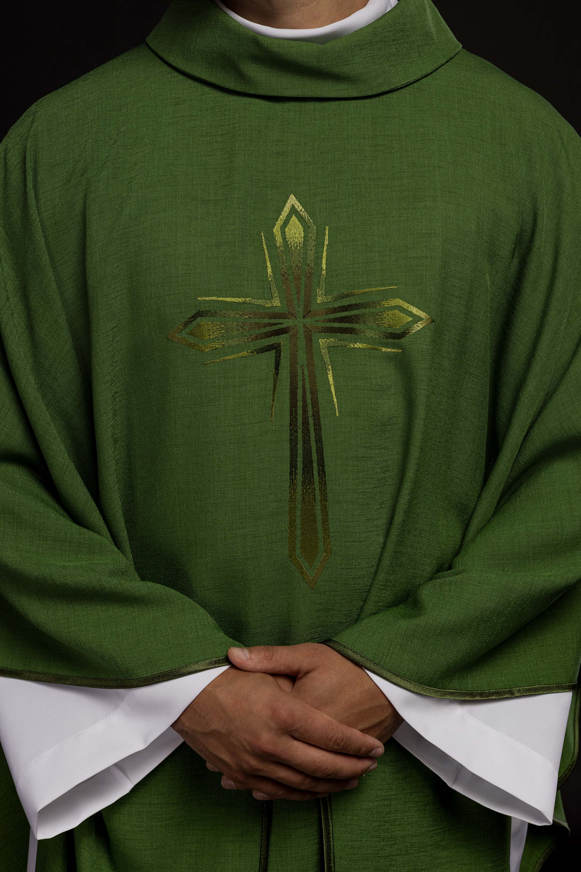 Embroidered chasuble in green