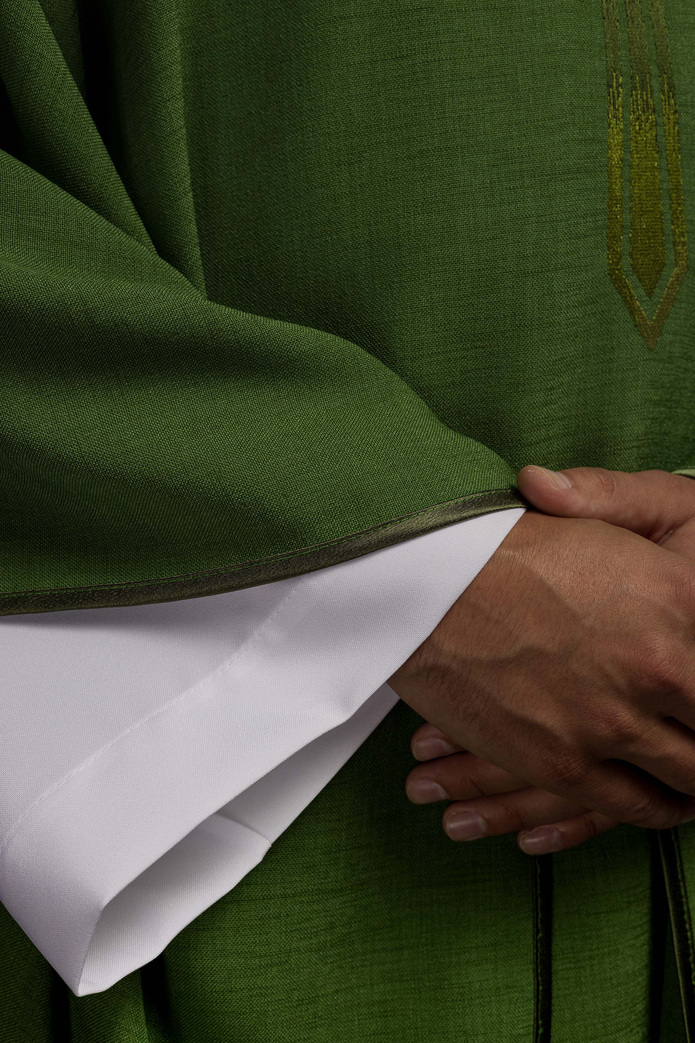 Embroidered chasuble in green