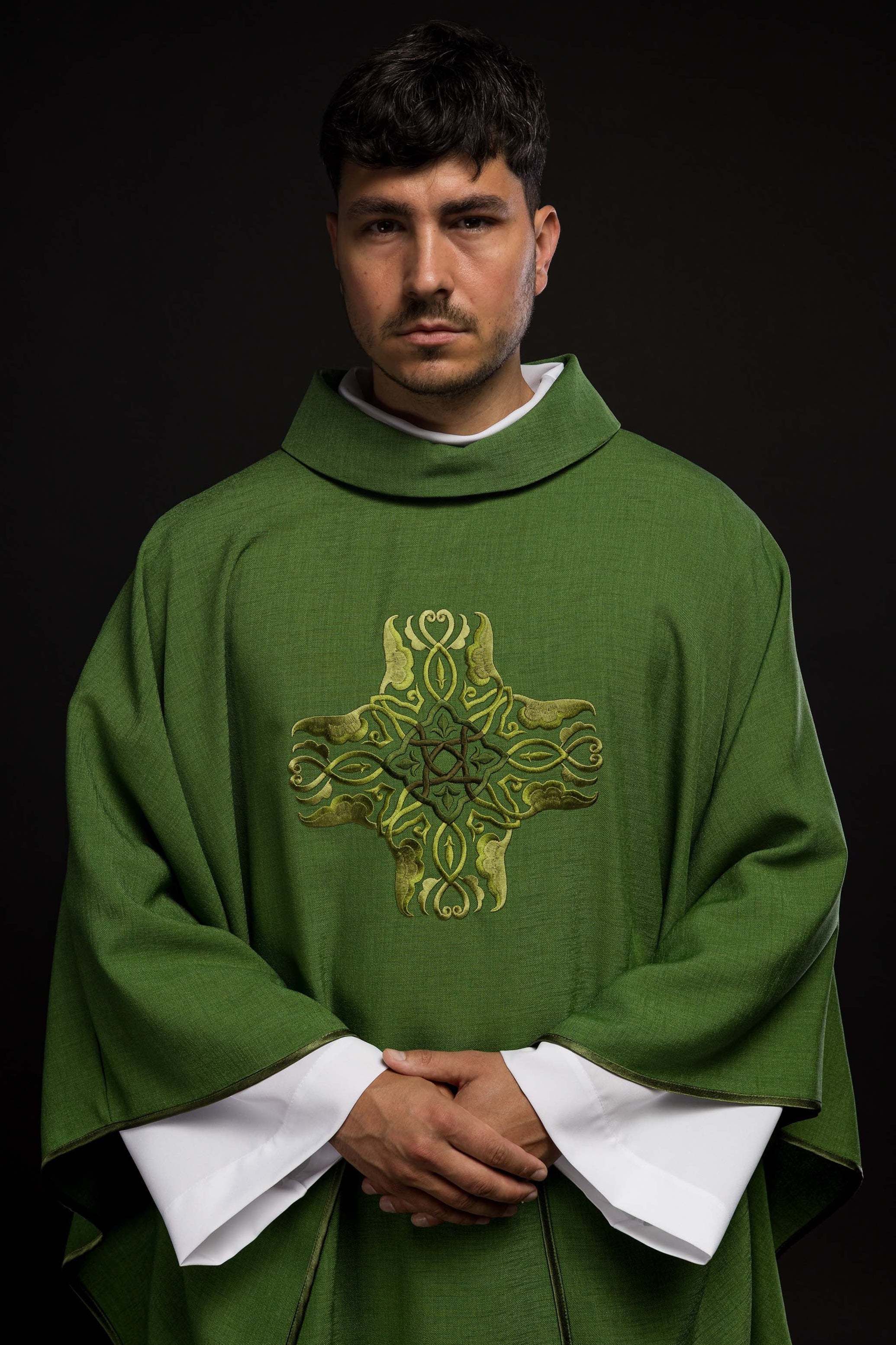 Green chasuble with embroidery of the Cross