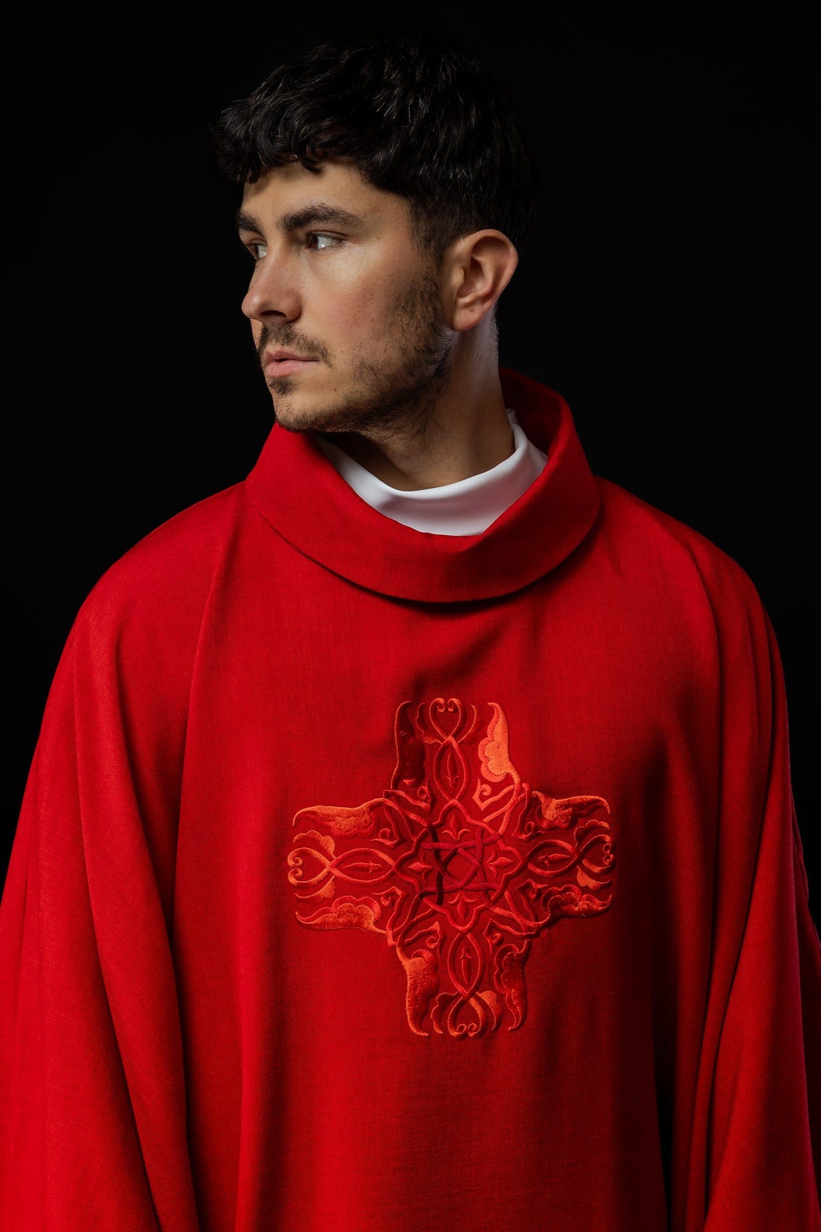 Red chasuble with embroidery of the Cross