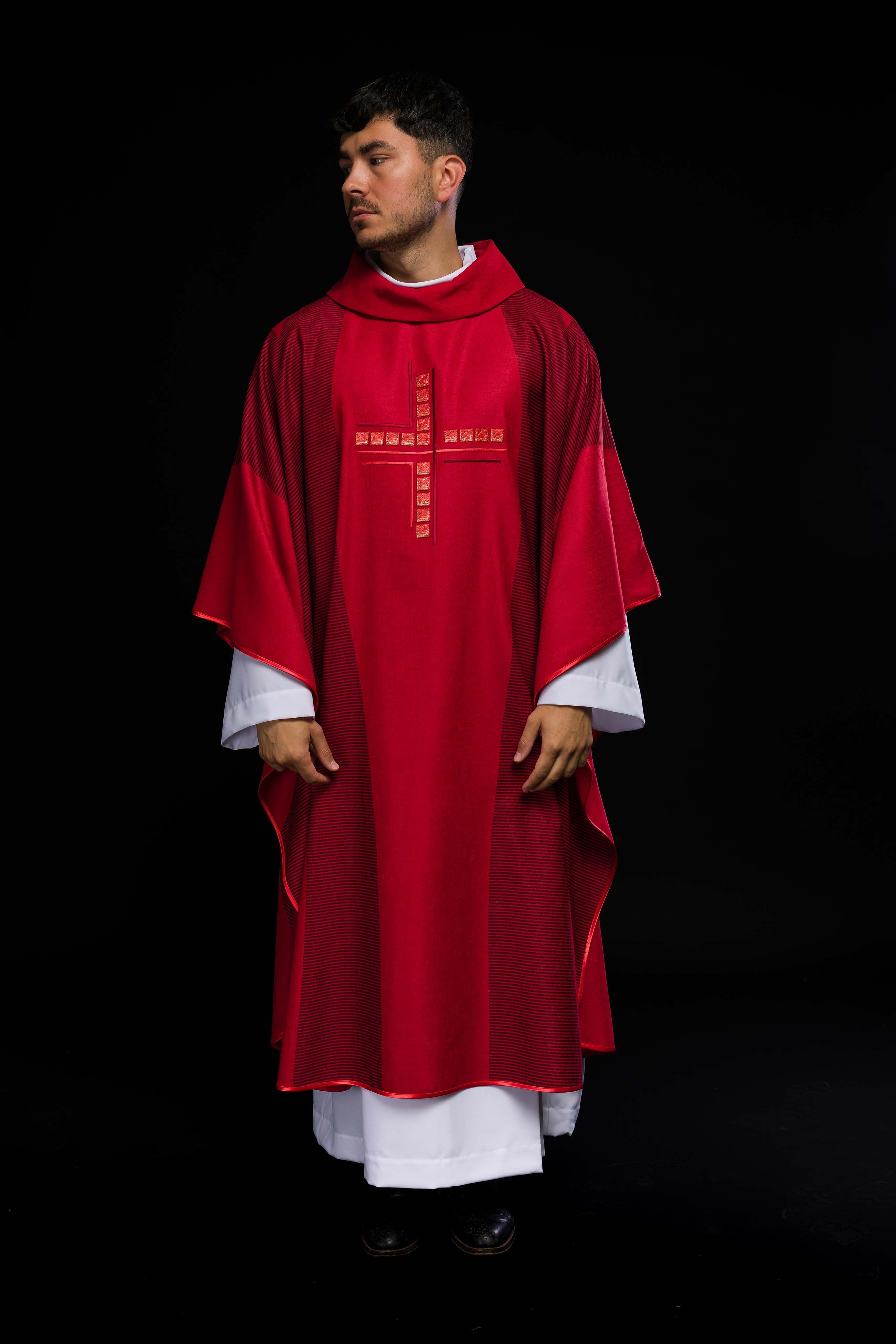 Red chasuble with cross