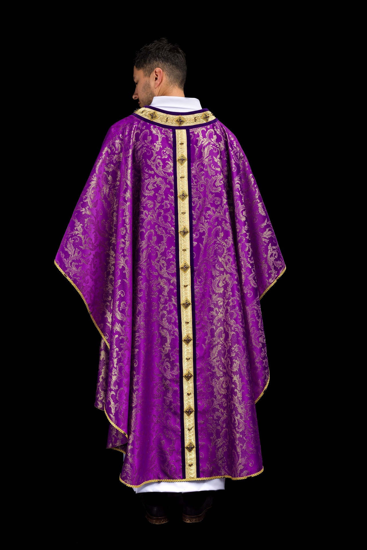 Ręcznie wykonany ornat z naturalnymi kamieniami Handmade 7003 - ORNATY.PL