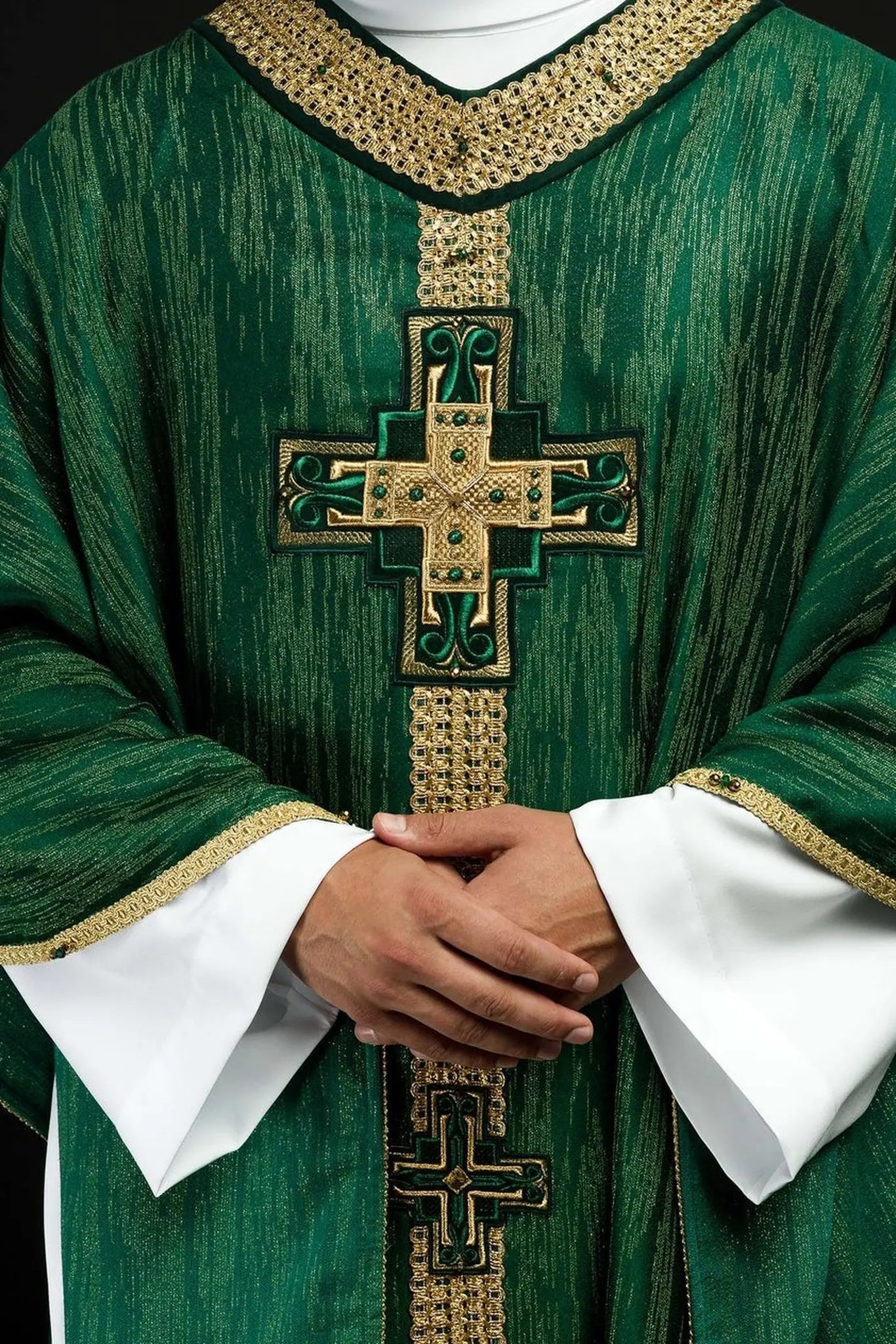 Handmade Chasuble with Natural Stones Handmade 7015 Green