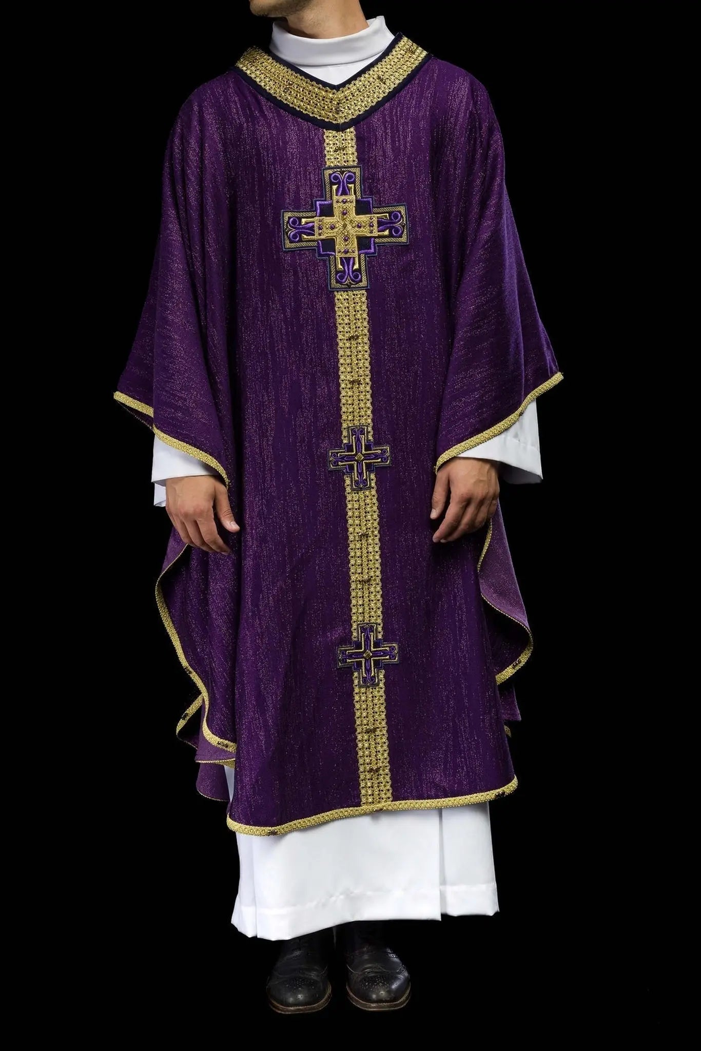 Handmade Chasuble with Natural Stones Handmade 7015 Purple