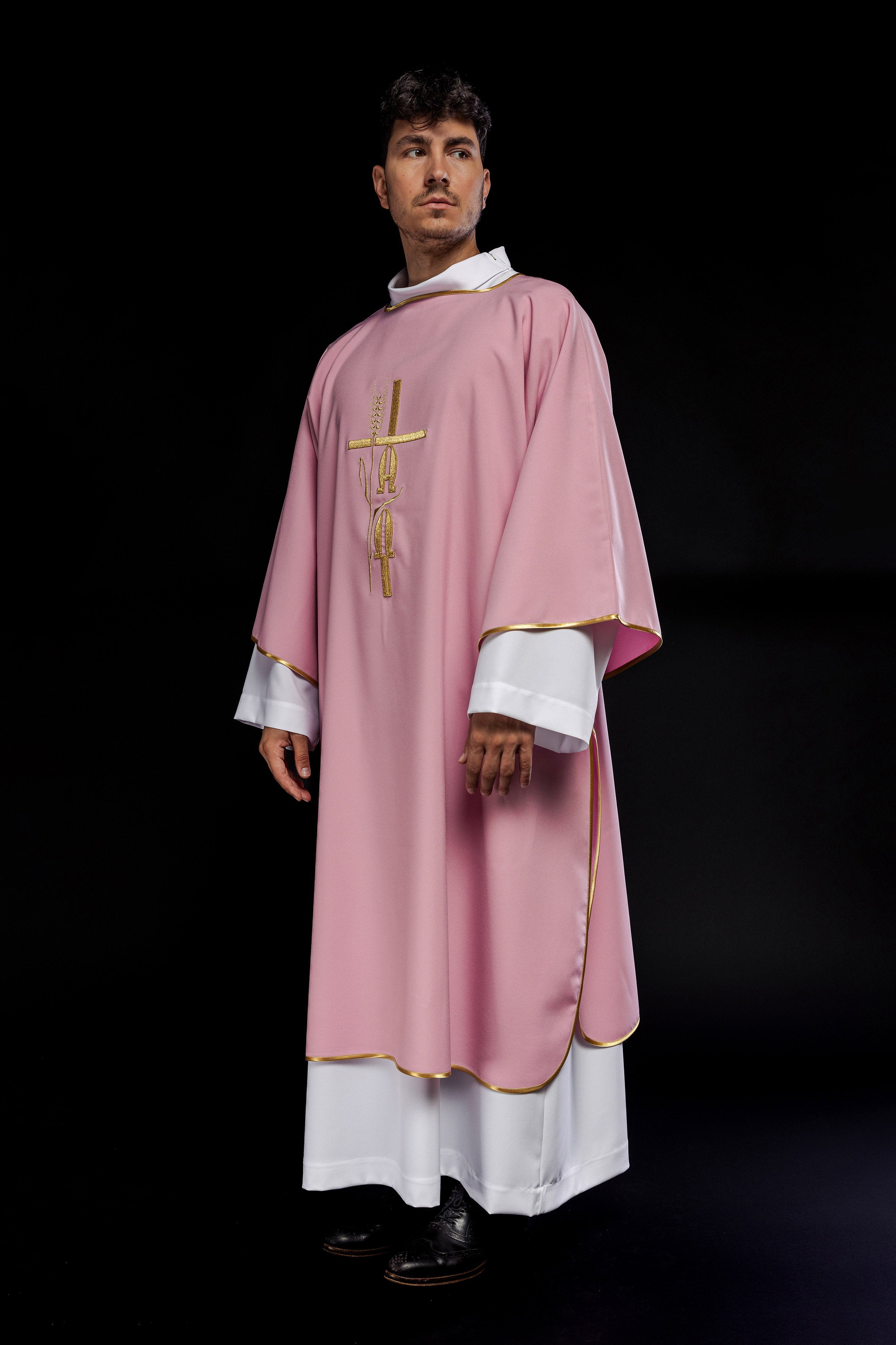 Pink Dalmatia with Alpha Omega embroidery