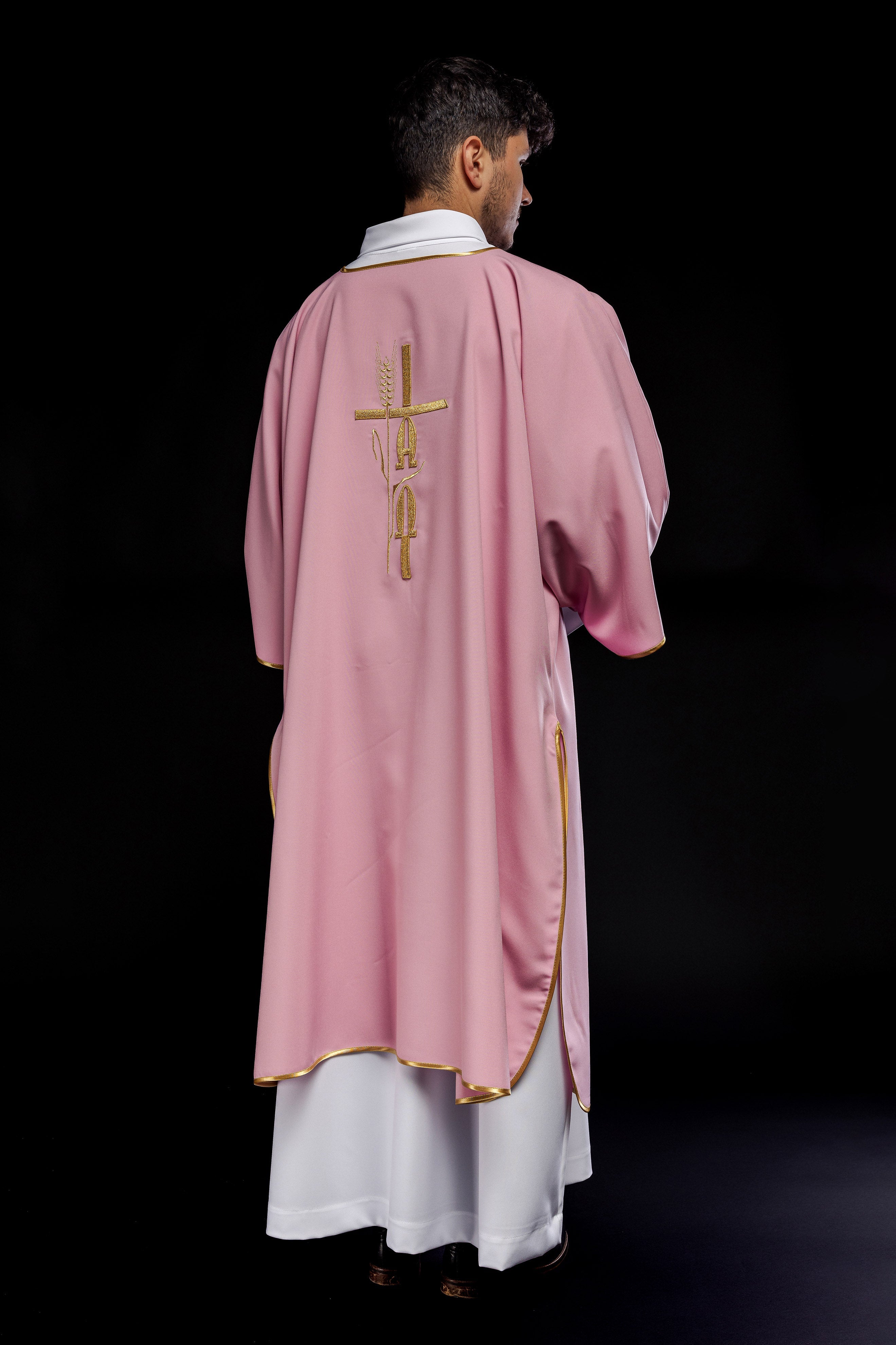 Pink Dalmatia with Alpha Omega embroidery