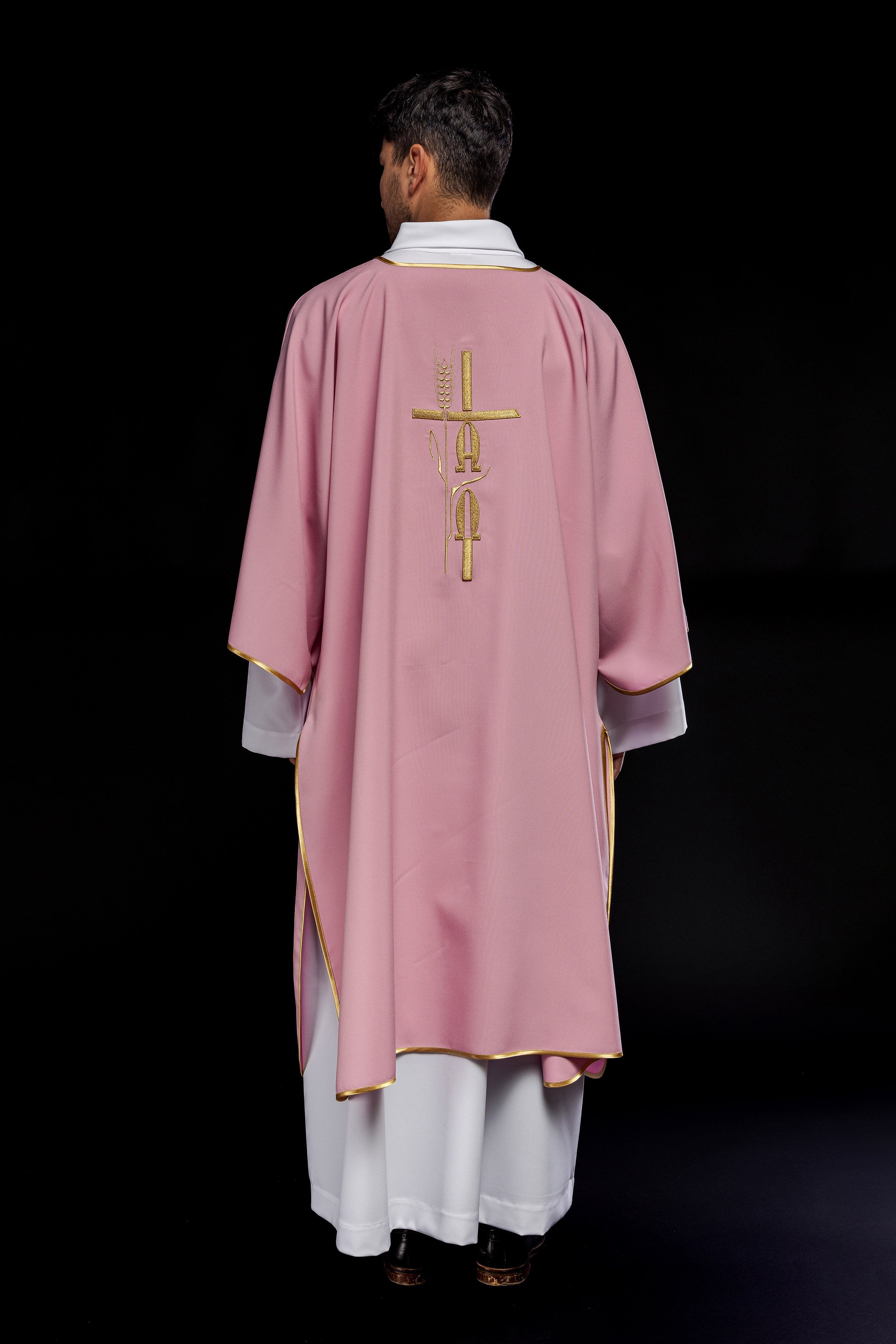 Pink Dalmatia with Alpha Omega embroidery