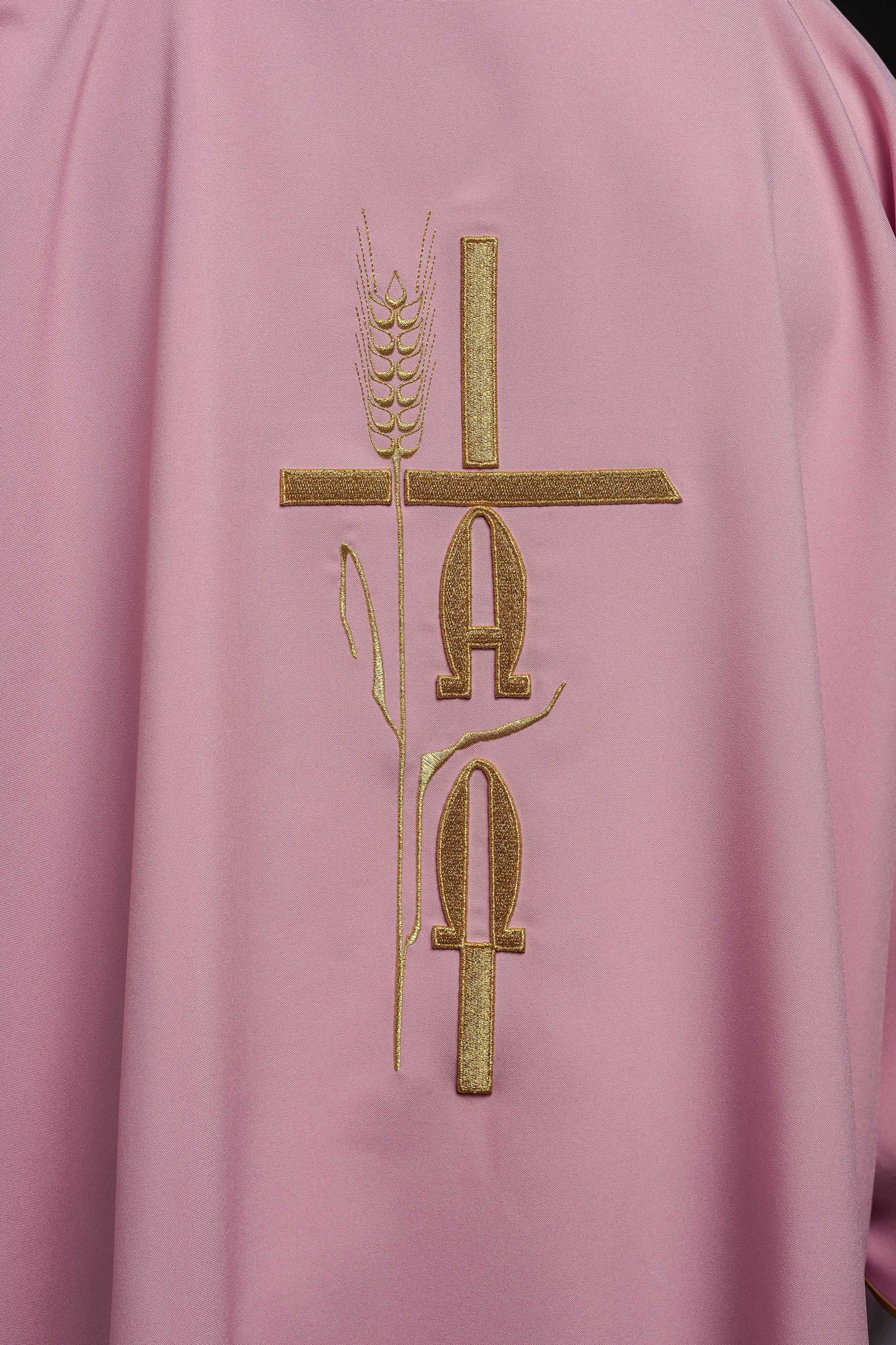 Pink Dalmatia with Alpha Omega embroidery