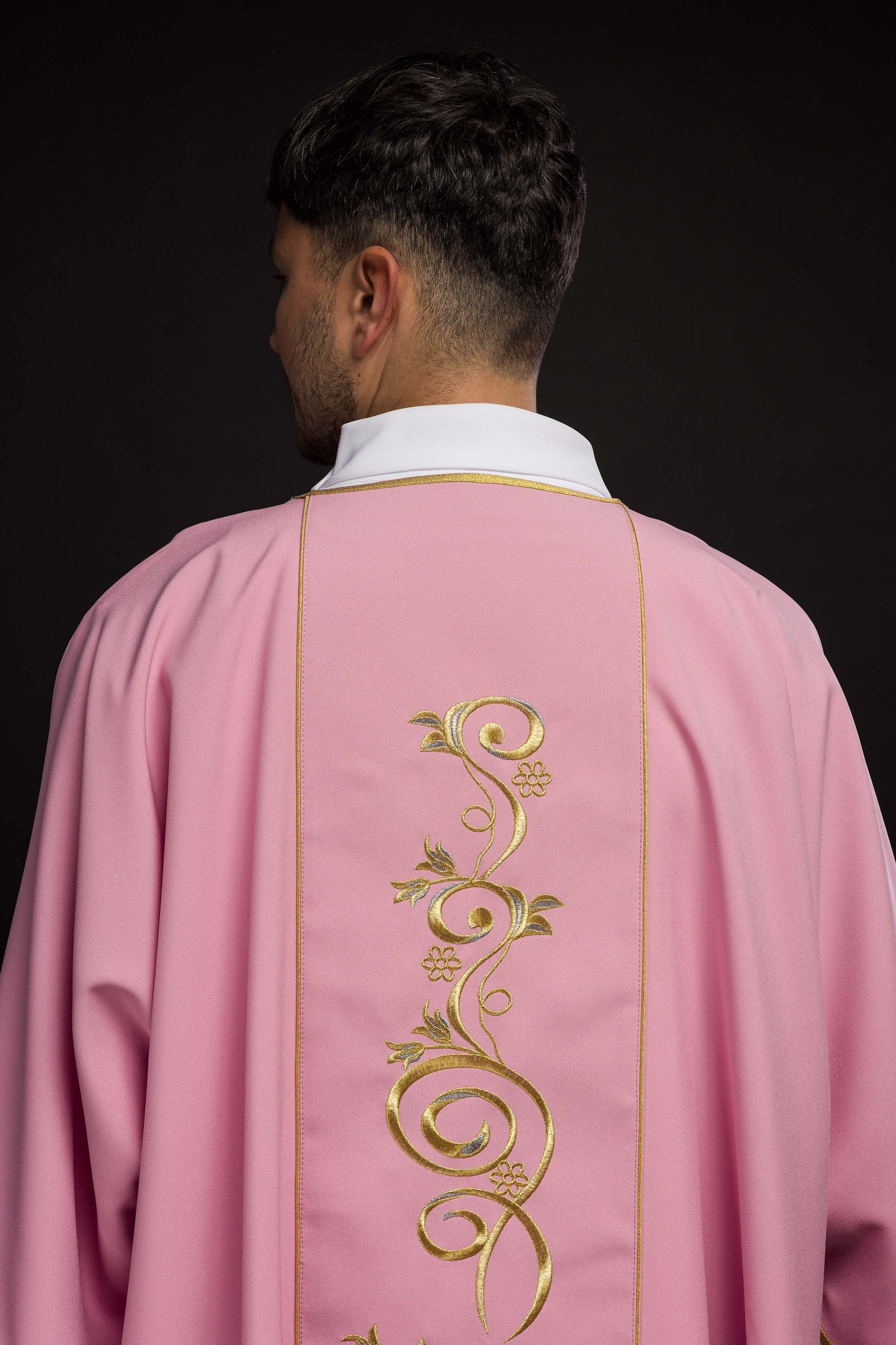 Pink Dalmatic with Embroidered IHS Band