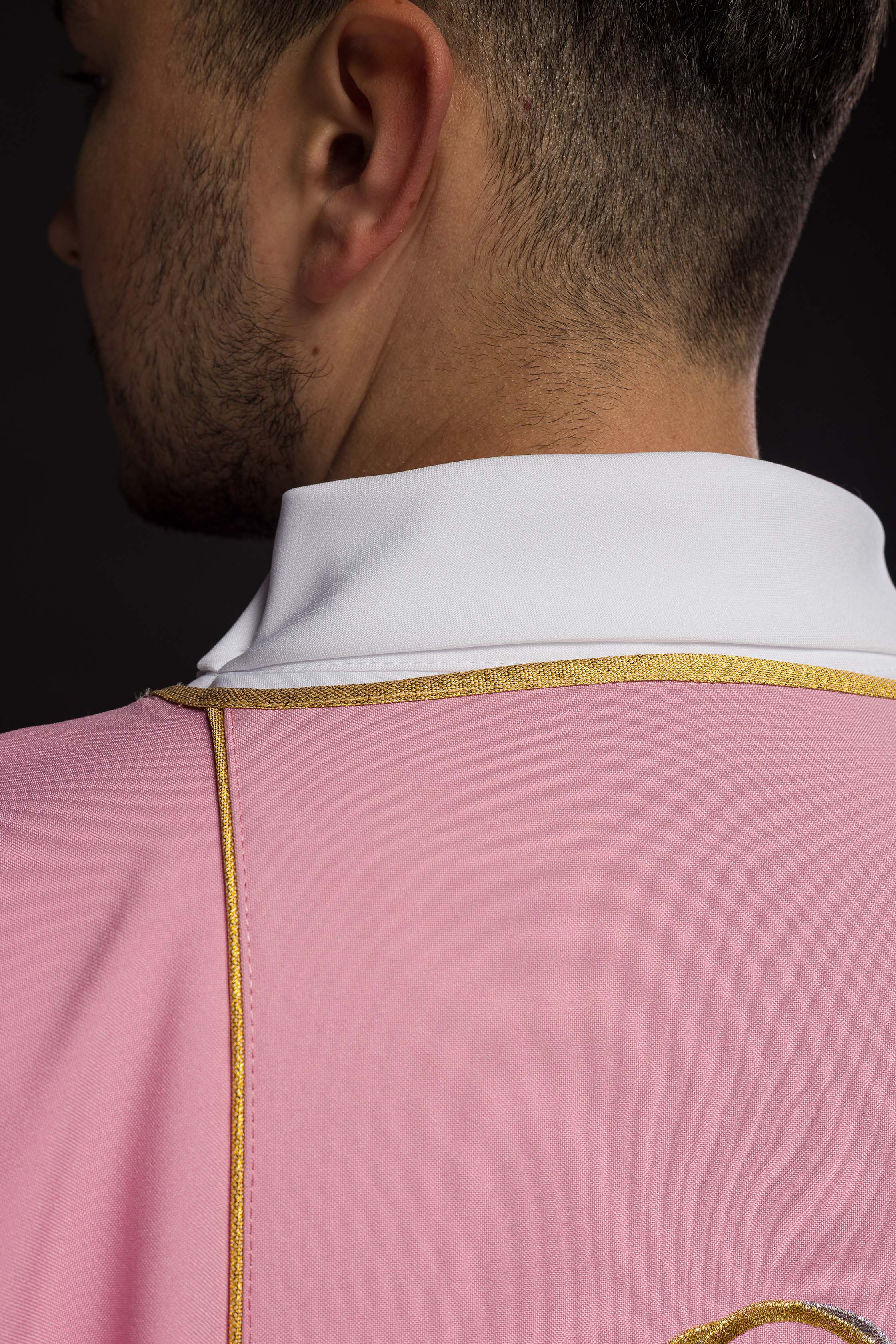 Pink Dalmatic with Embroidered IHS Band
